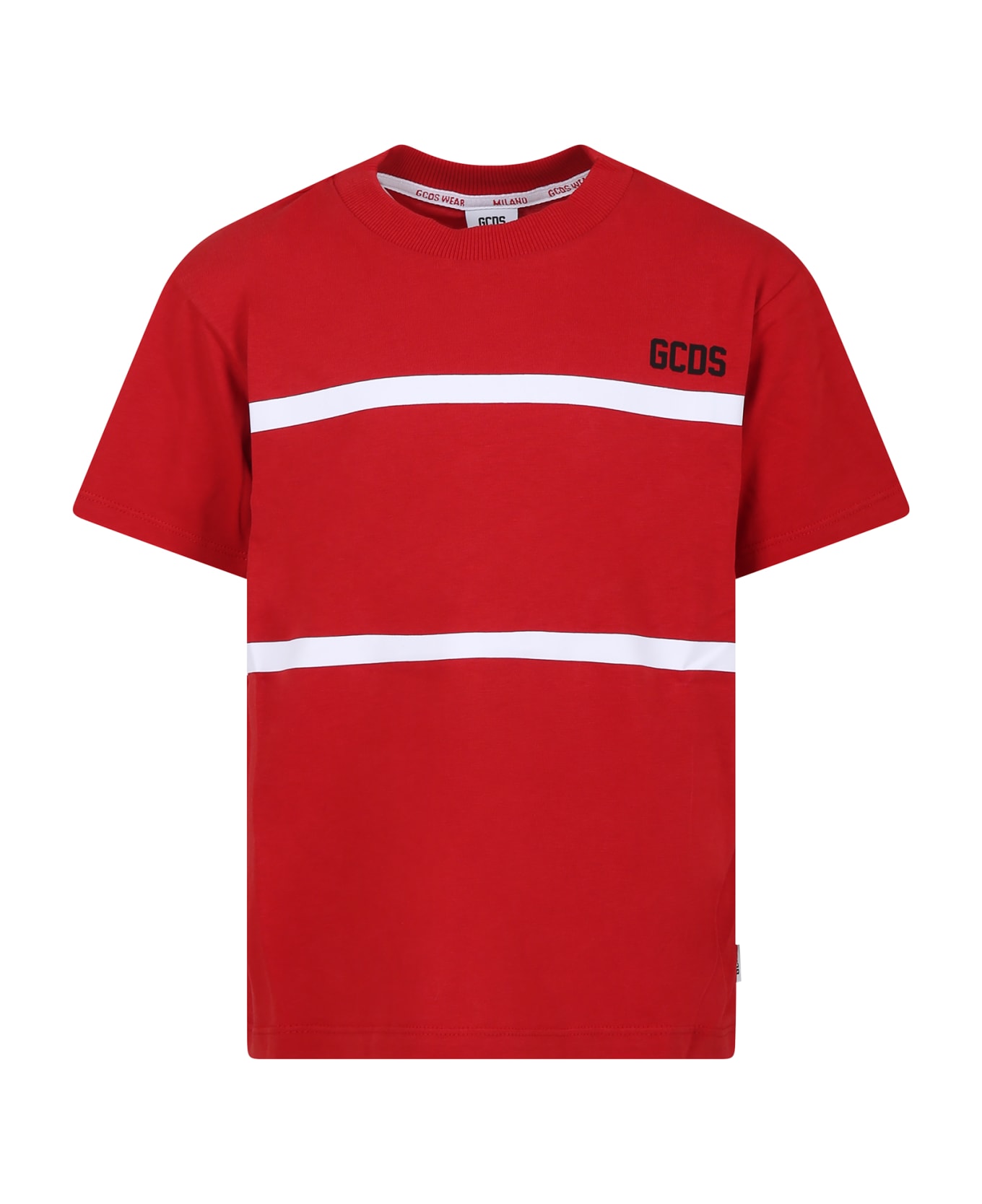 GCDS Mini Red T-shirt For Kids With Logo - Red Tシャツ＆ポロシャツ