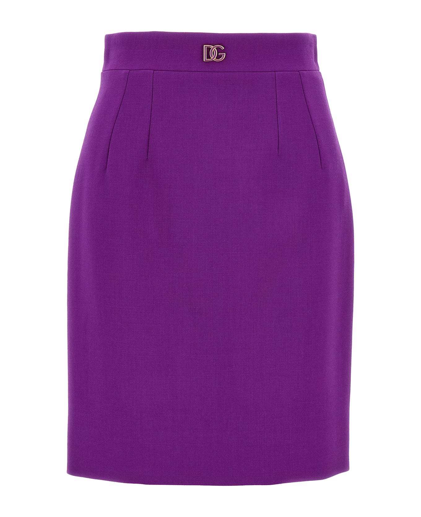 Dolce 
Gabbana Metallic Logo Skirt - Purple
