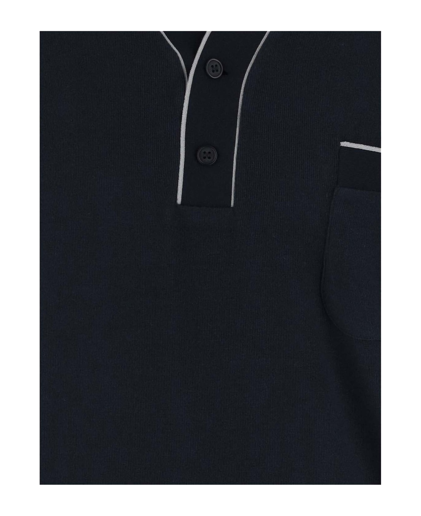 Giorgio Armani Wool And Viscose Blend Polo Shirt - BLUE