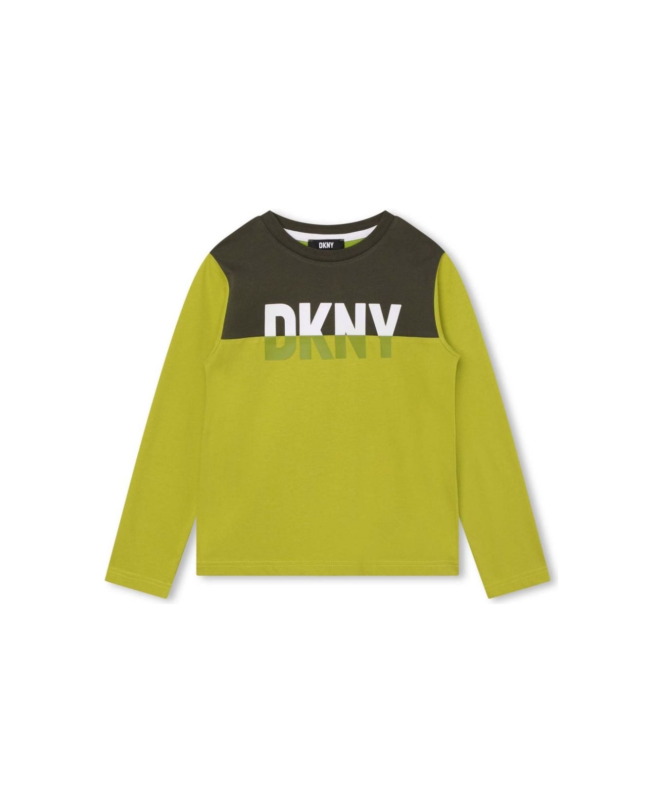 DKNY T-shirt Verde Con Pannelli A Contrasto Bambino - Verde Tシャツ＆ポロシャツ