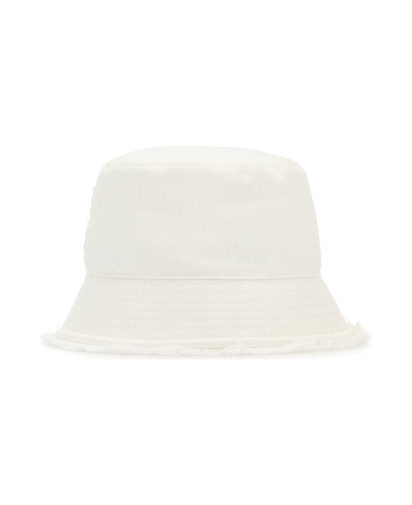 Prada White Denim Bucket Hat - BIANCO