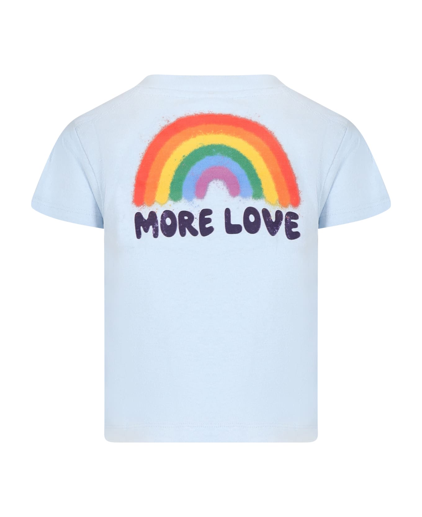 Molo Sky Blue T-shirt For Girl With Rainbow - Light Blue