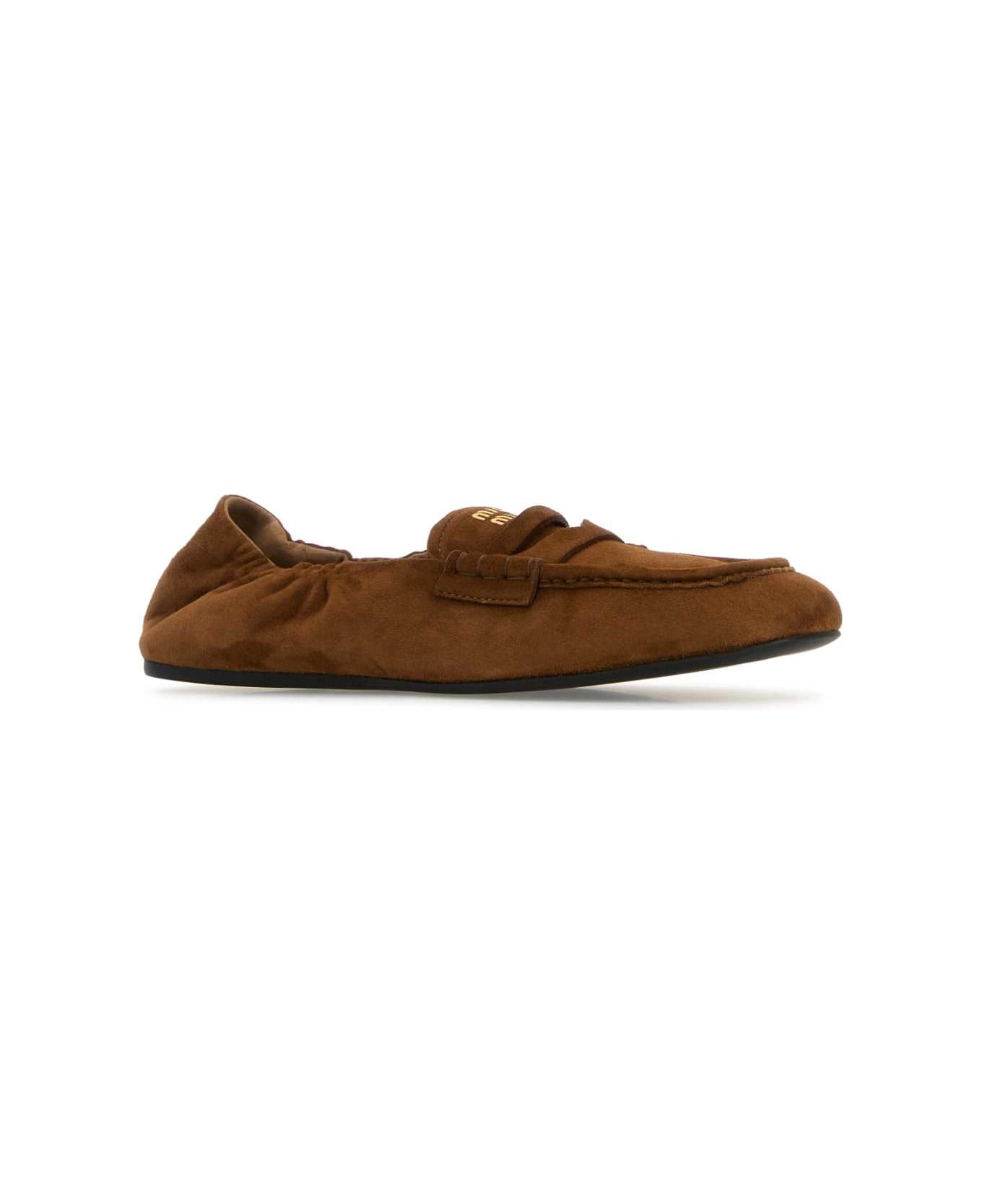 Miu Miu Brown Suede Leather Loafers - ROVERE