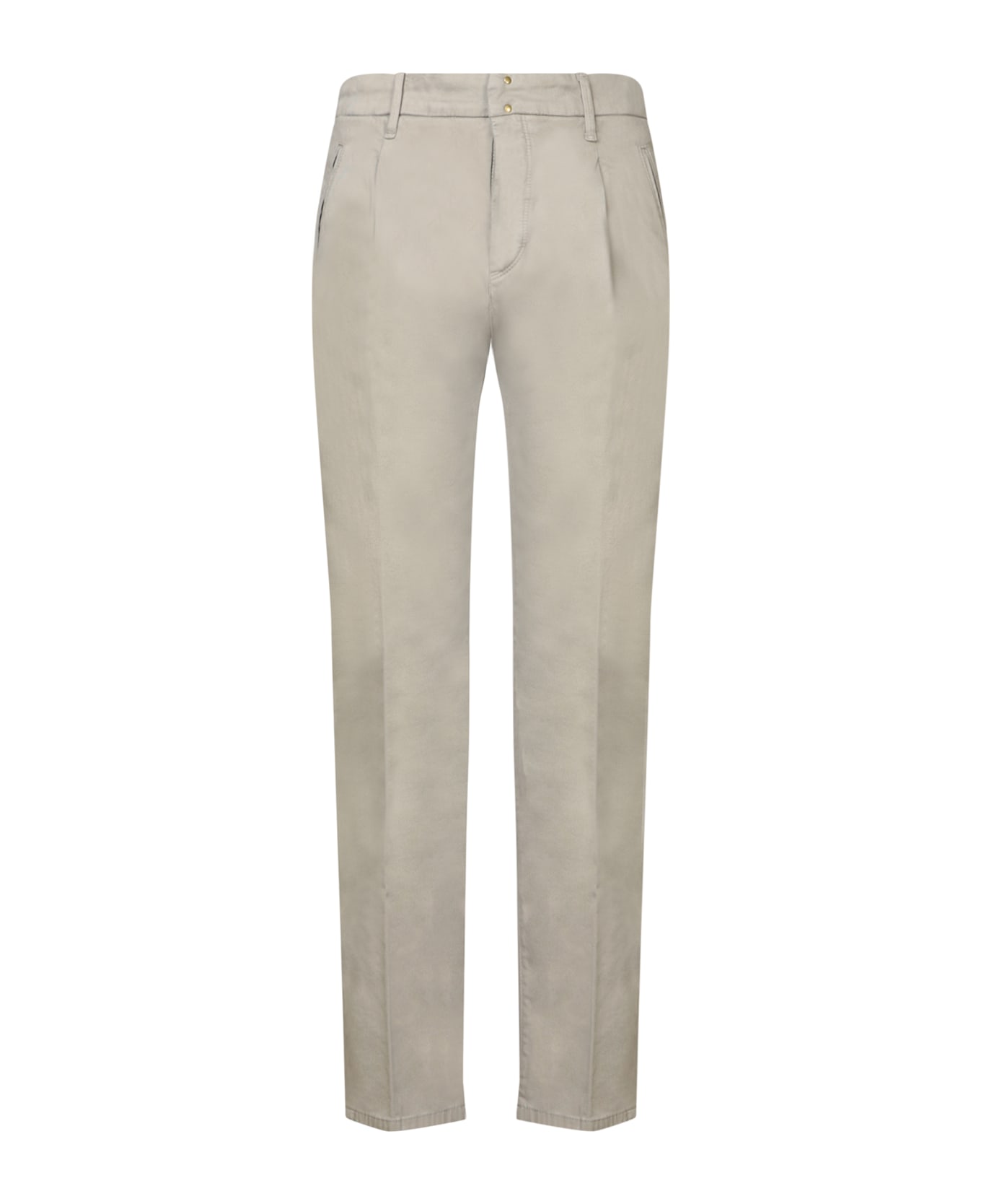 Incotex Tailored Taupe Cotton Trousers - Beige