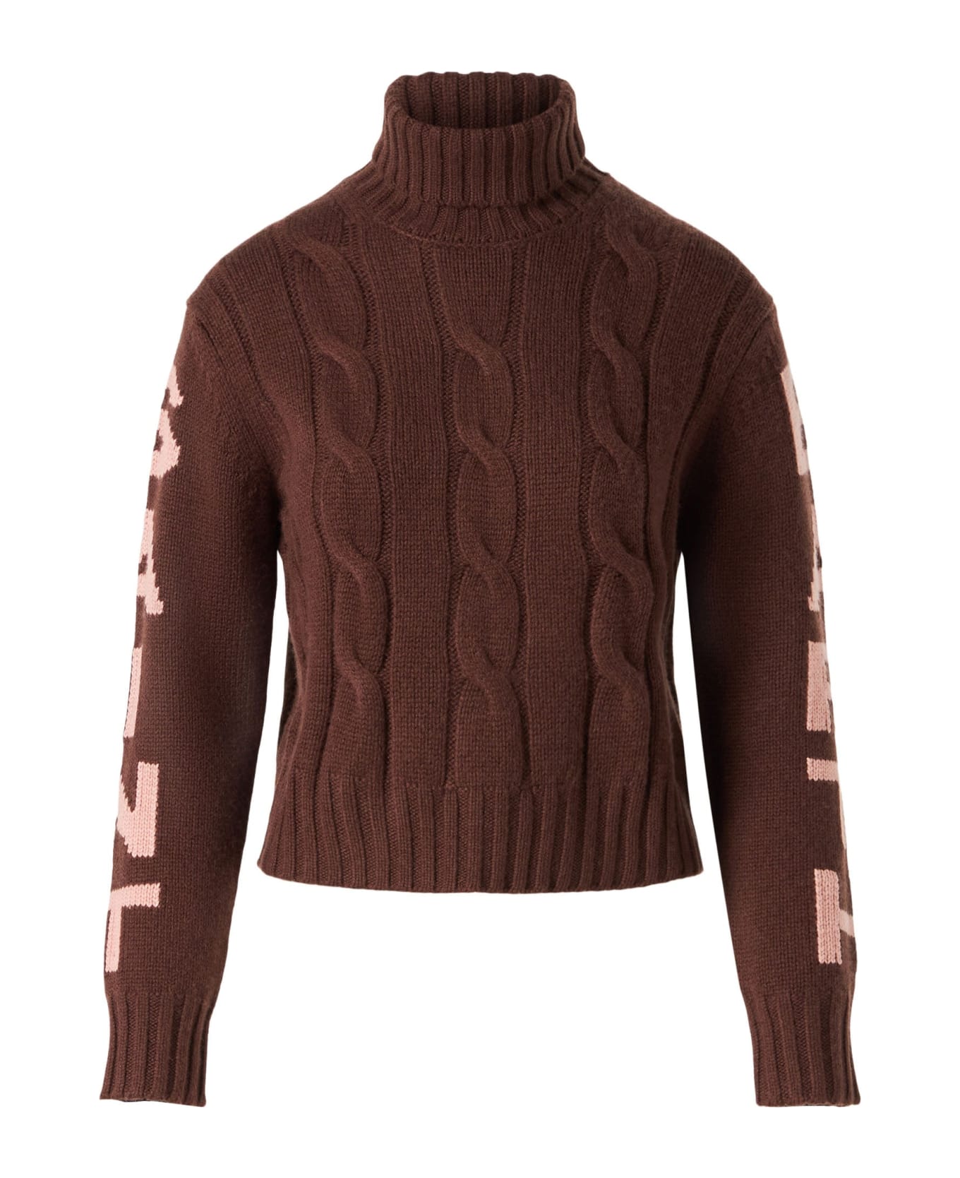 MC2 Saint Barth Woman Brown Turtleneck Braided Sweater