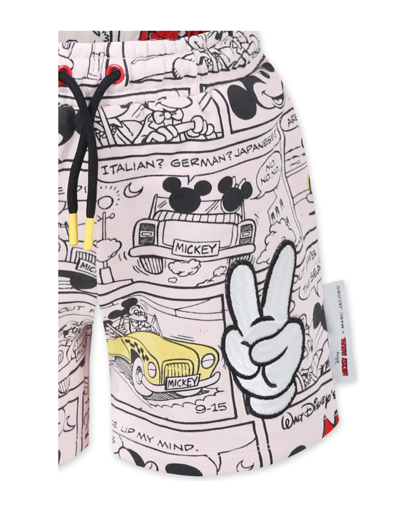 Little Marc Jacobs Pink Shorts For Girl With Mickey Mouse Print - Pink