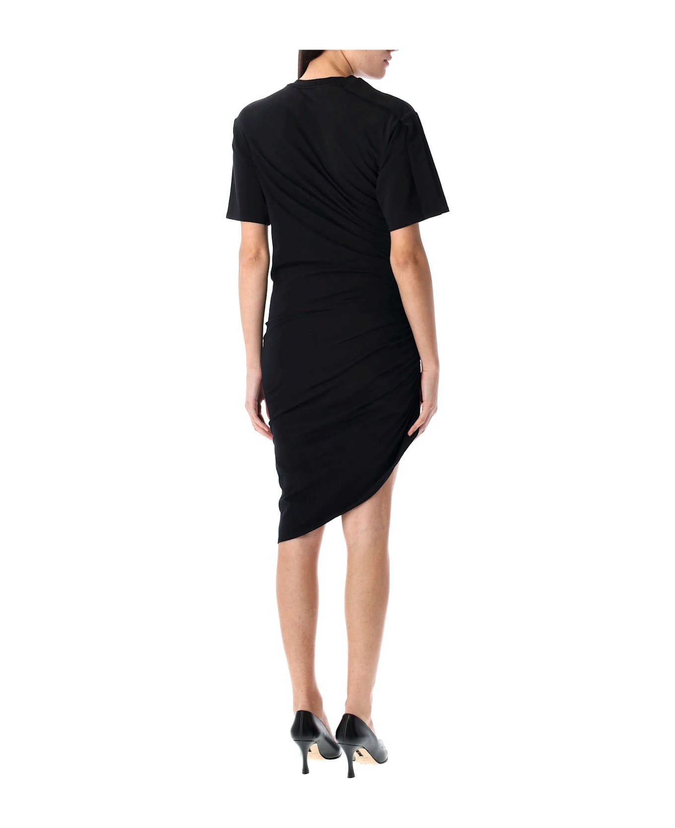 Mugler Draped Pierced Day Dress - BLACK