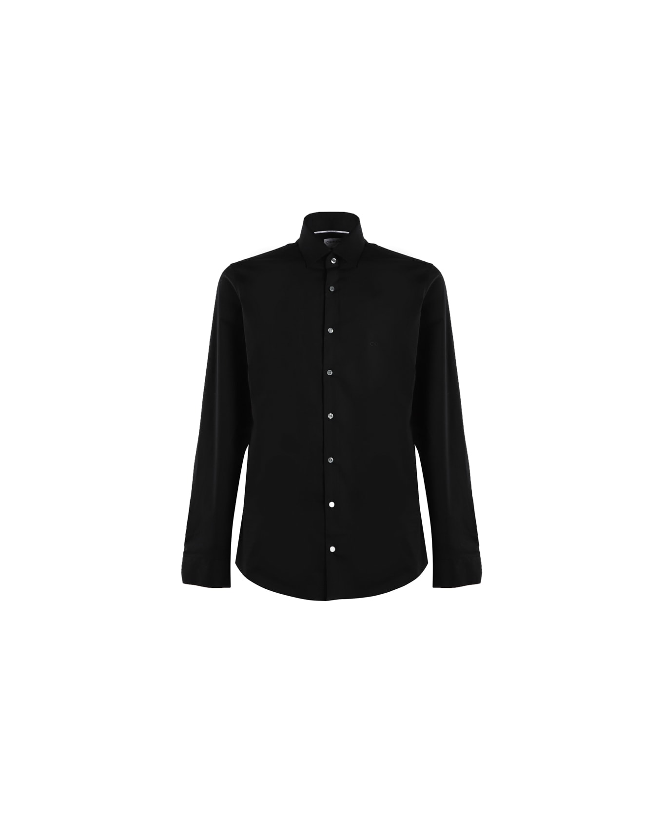 Calvin Klein Fitted Shirt In Stretch Poplin - Black