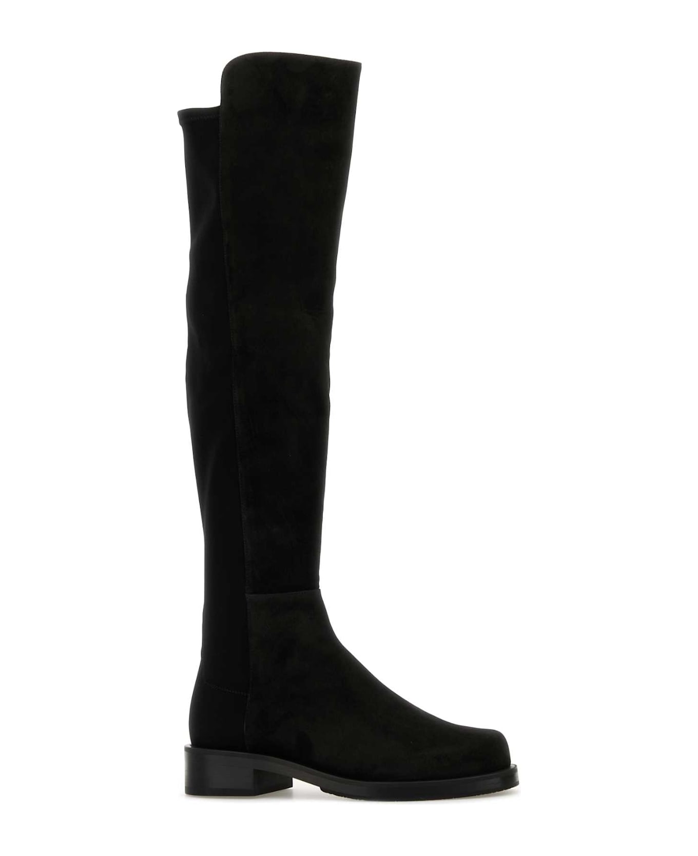 Stuart Weitzman Black Suede And Fabric 5050 Boots - Black