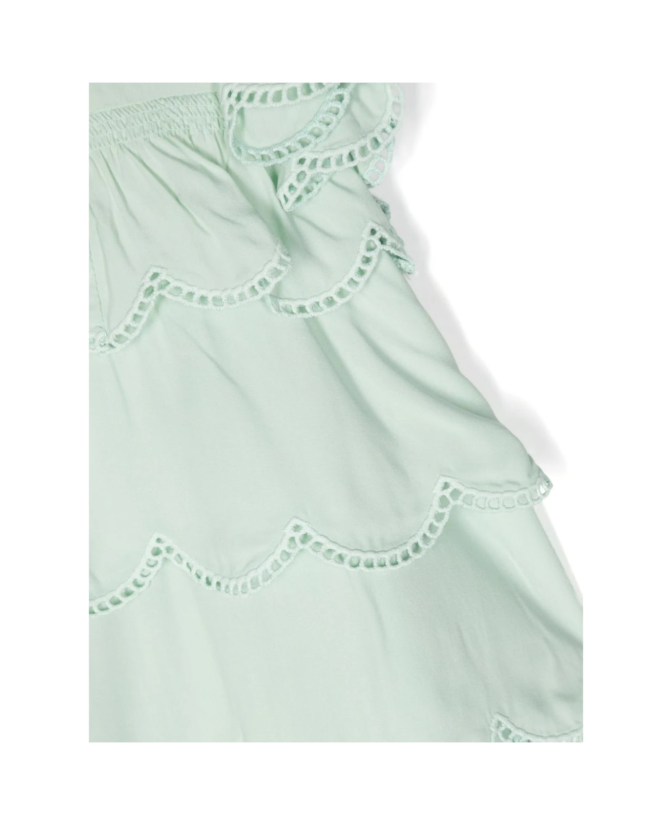 Stella McCartney Kids Green Ruffle Dress With Scalloped Hem - Green