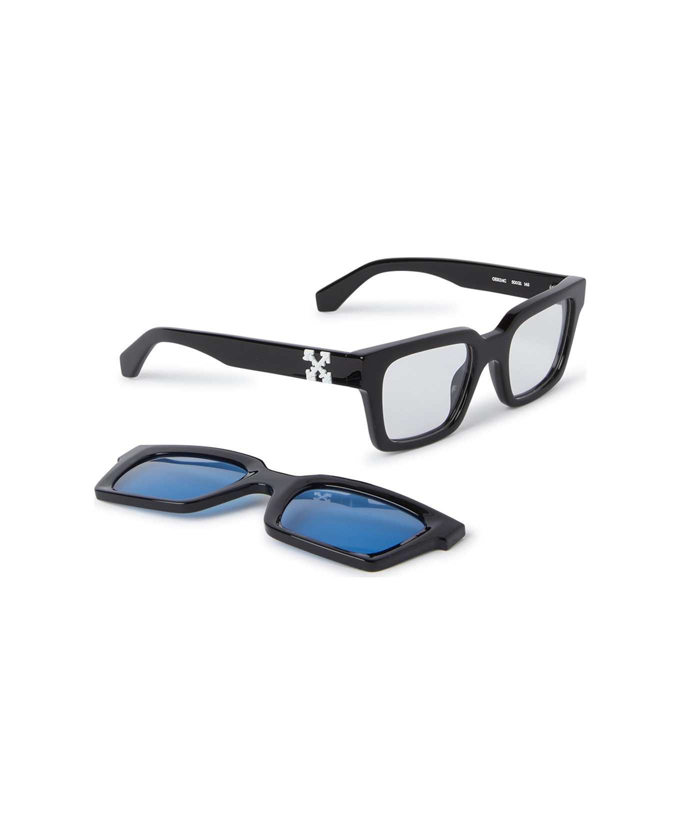 Off-White Off White Oeri14c Clip On 1045 Black Blue Glasses - Nero