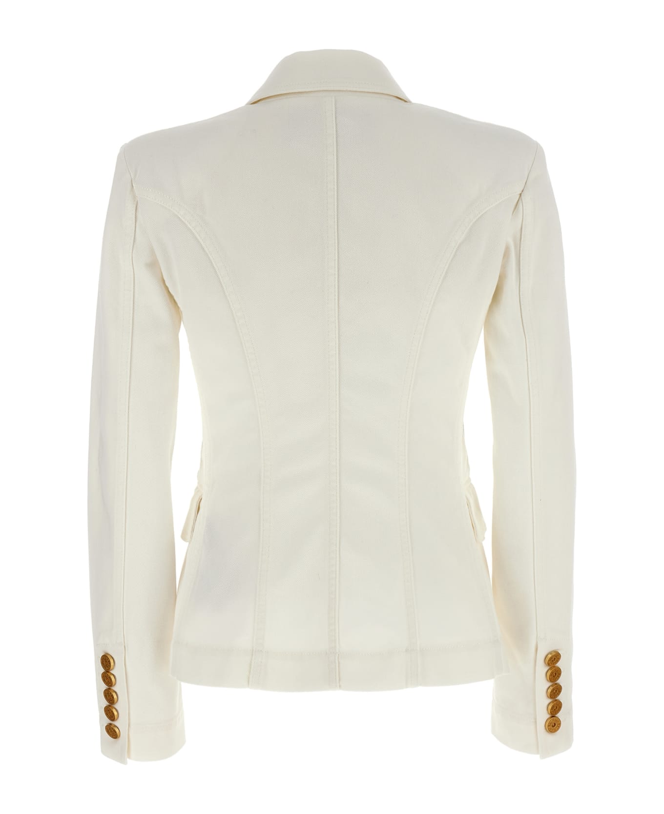 Balmain Double-breasted Denim Blazer - White