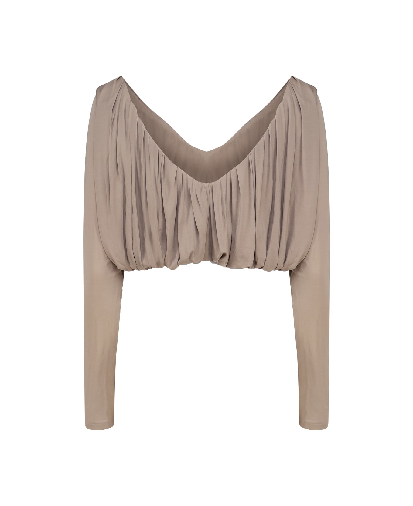 Saint Laurent Cropped Top In Jersey - Taupe