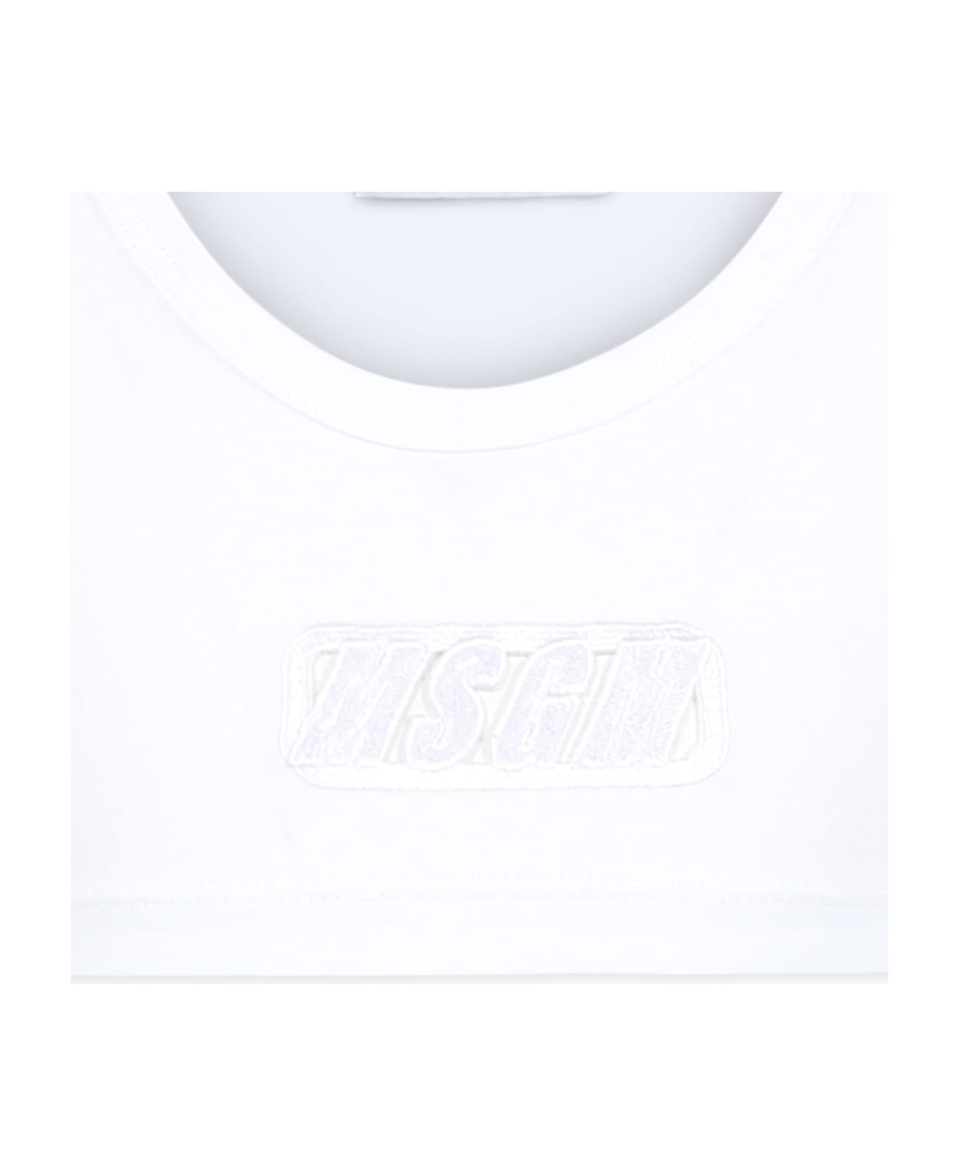 MSGM White Tank Top For Girl With Logo - White