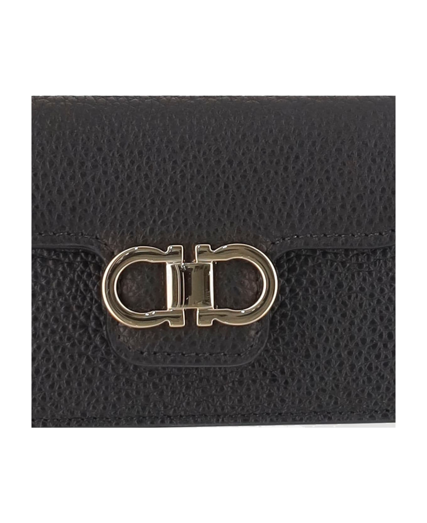Ferragamo Gancini Leather Wallet - Black
