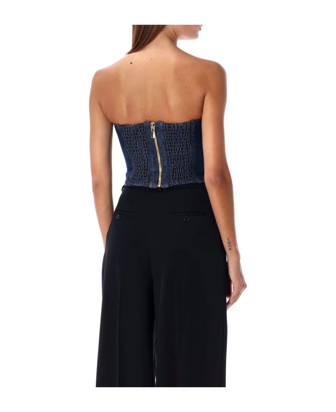 Magda Butrym Bustier Denim Top - NAVY