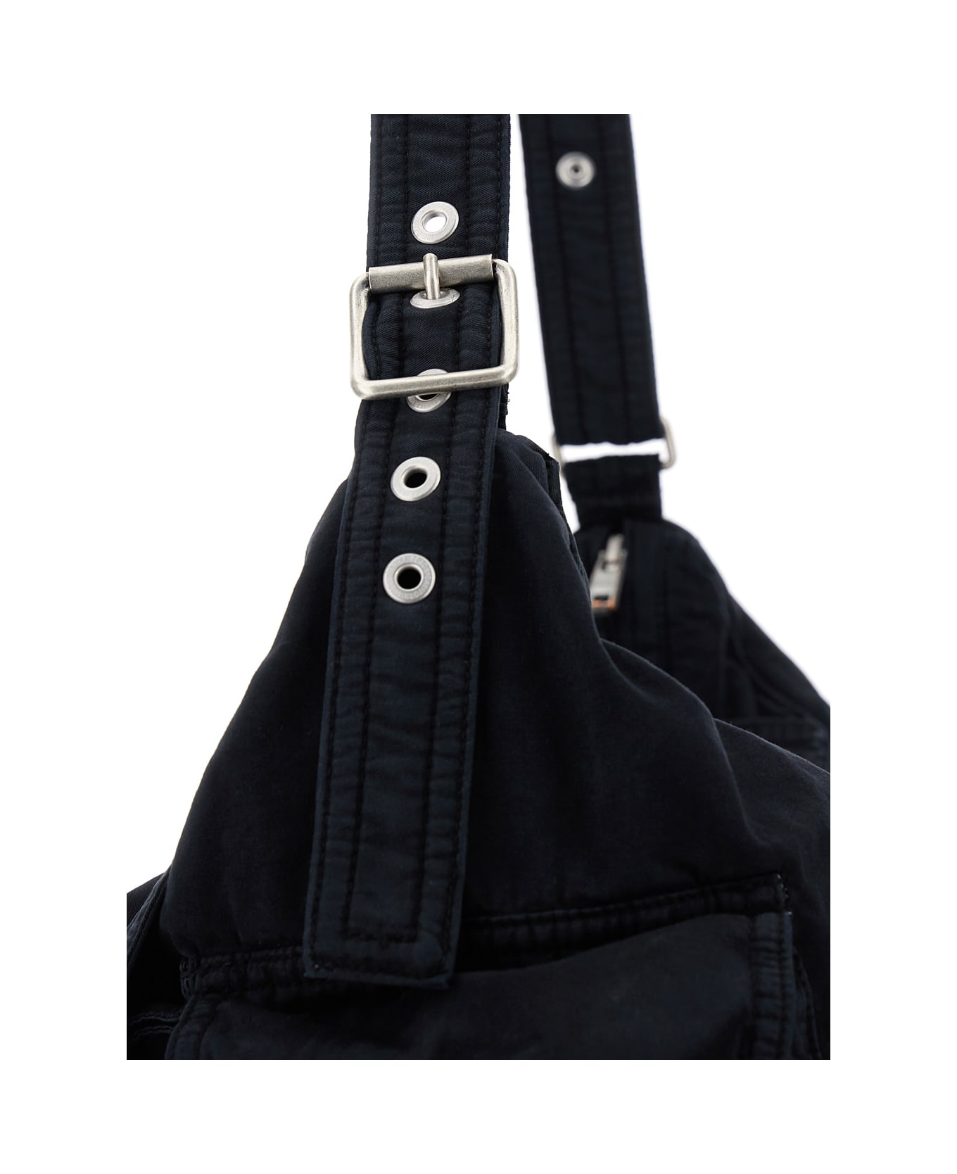 ERL Black Shoulder Bag With Adjustable Shoulder Strap In Cotton Twill Man - Black