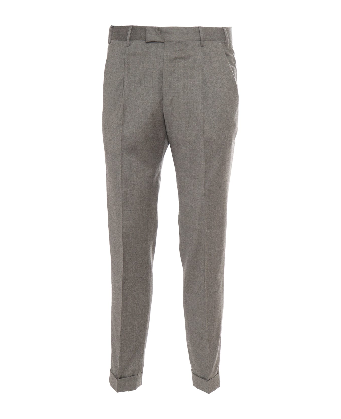 PT Torino Master, 1 Pleat, Diagonal Pockets, Flap Back Pockets, Turn-up - GREEN
