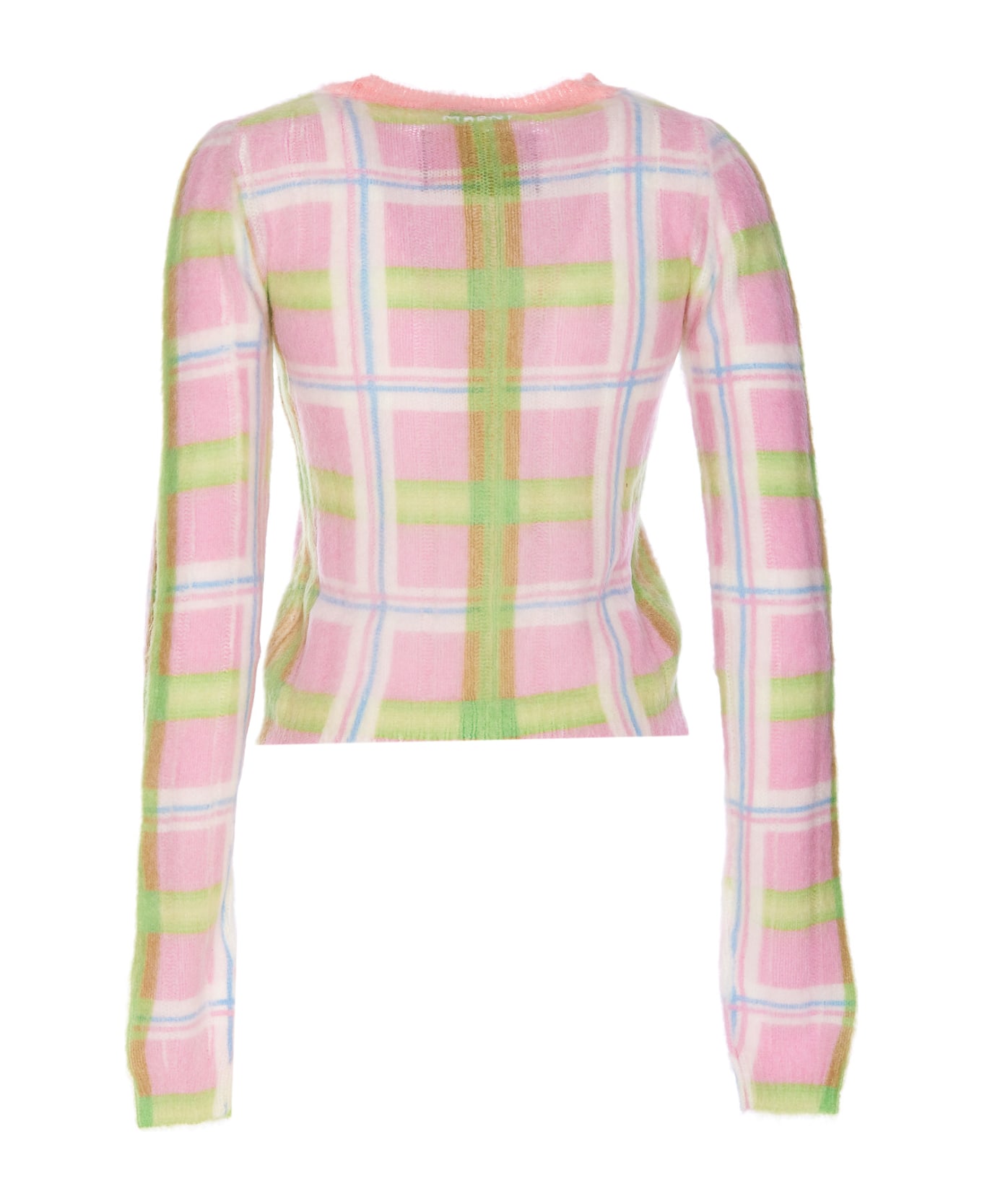 Marni Mohair Brushed Checked Sweater - Pink