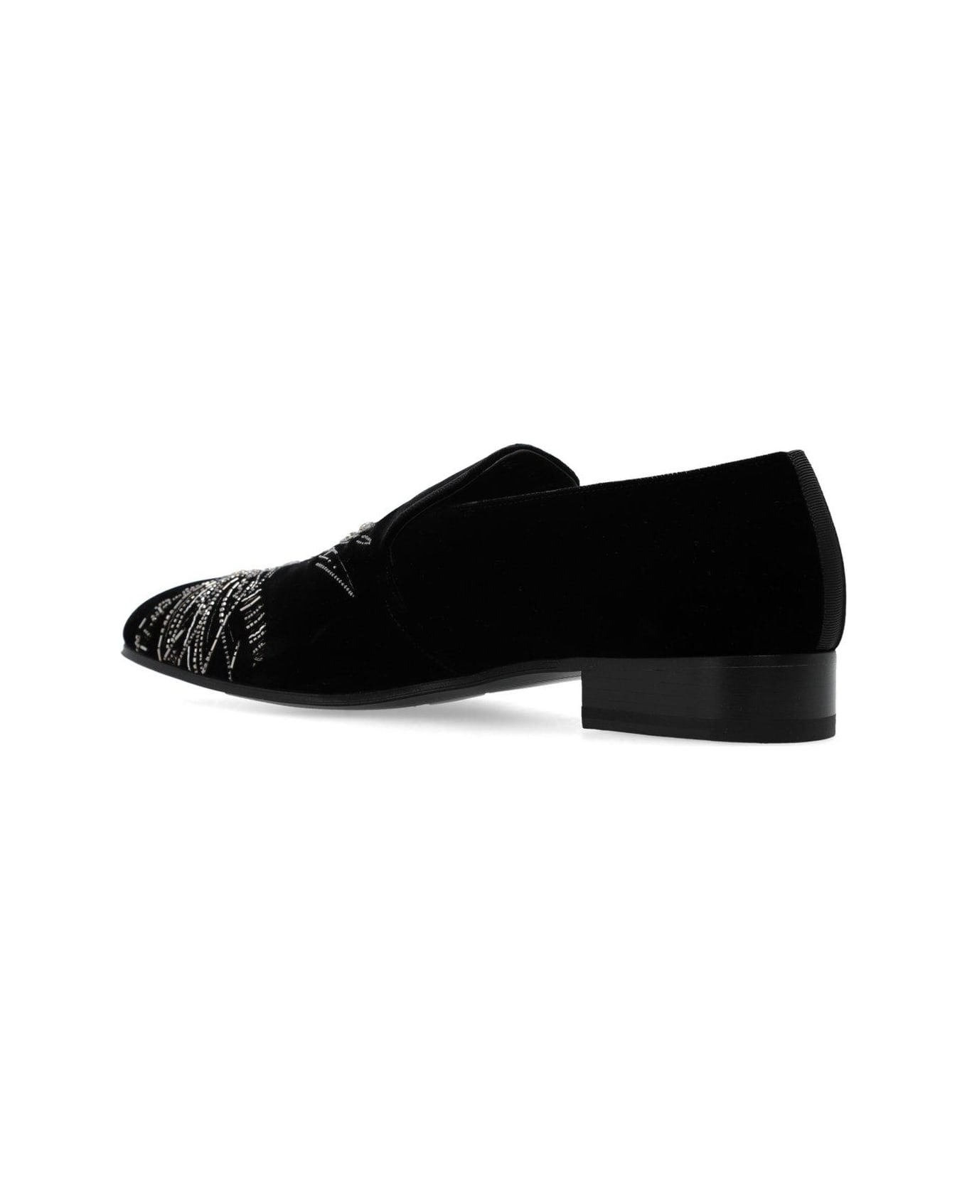 Alexander McQueen Dragonfly Embellished Slip-on Loafers - BLACK ローファー＆デッキシューズ