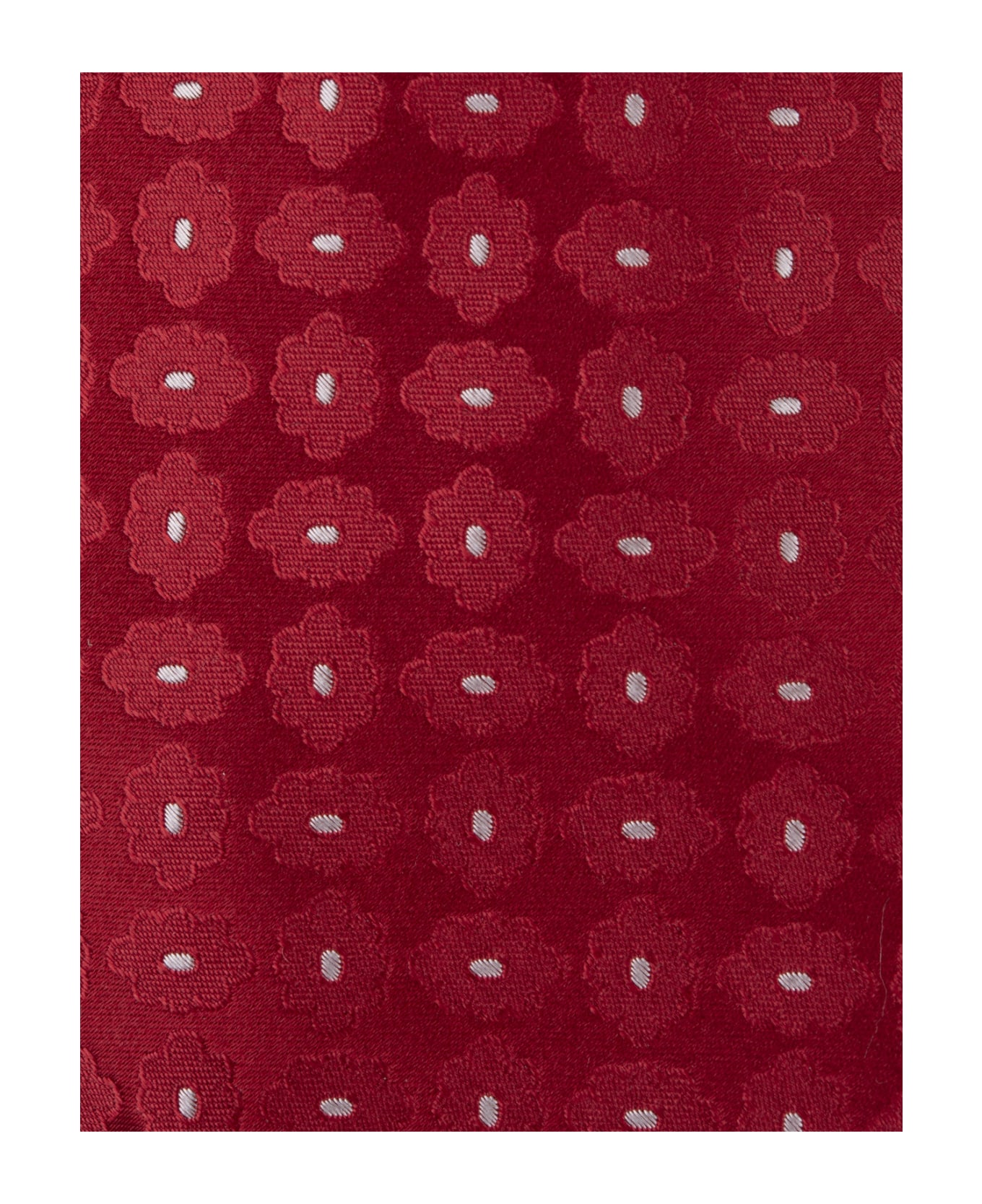 Kiton Red Tie With Floral Pattern - Red