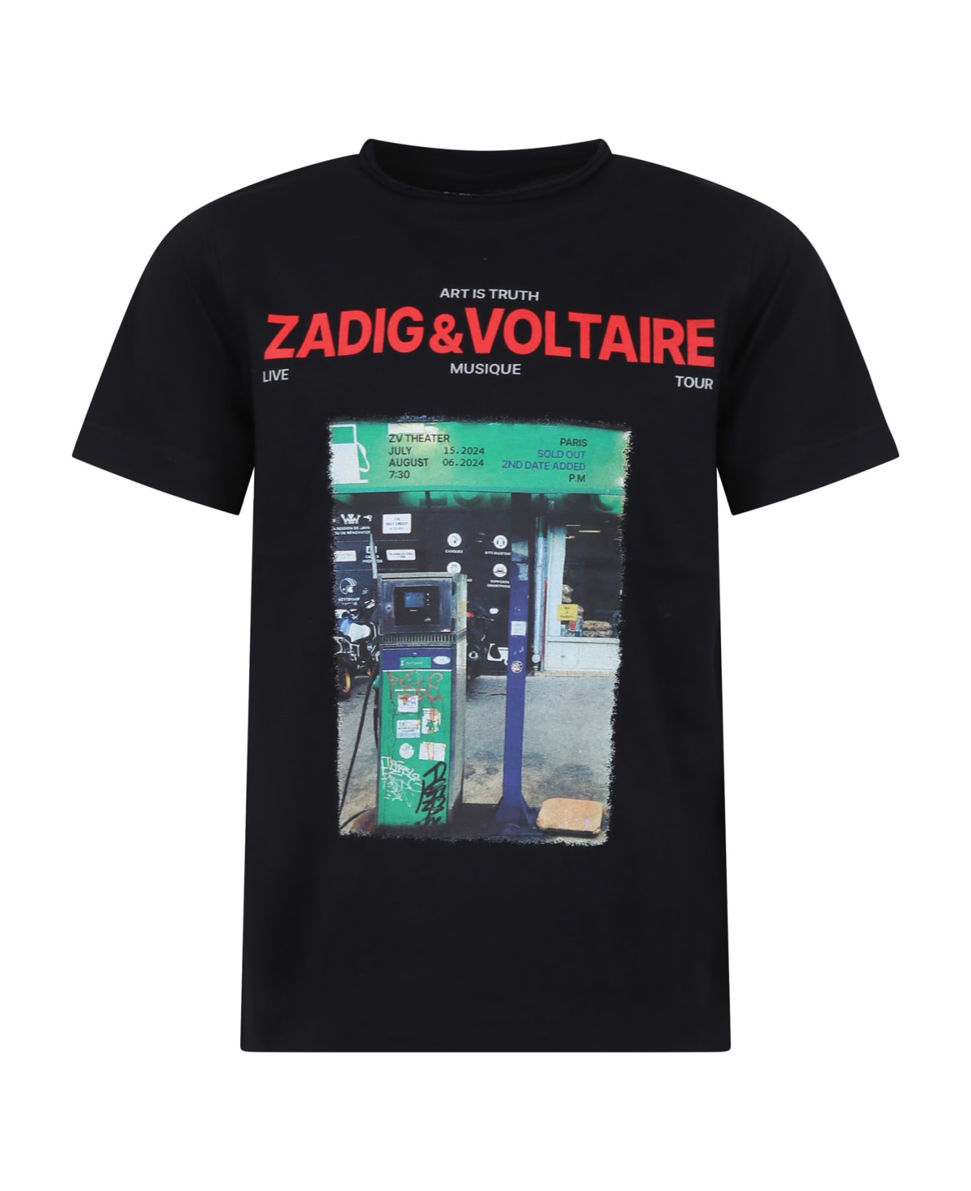 Zadig & Voltaire Black T-shirt For Boy With Print And Logo - Black