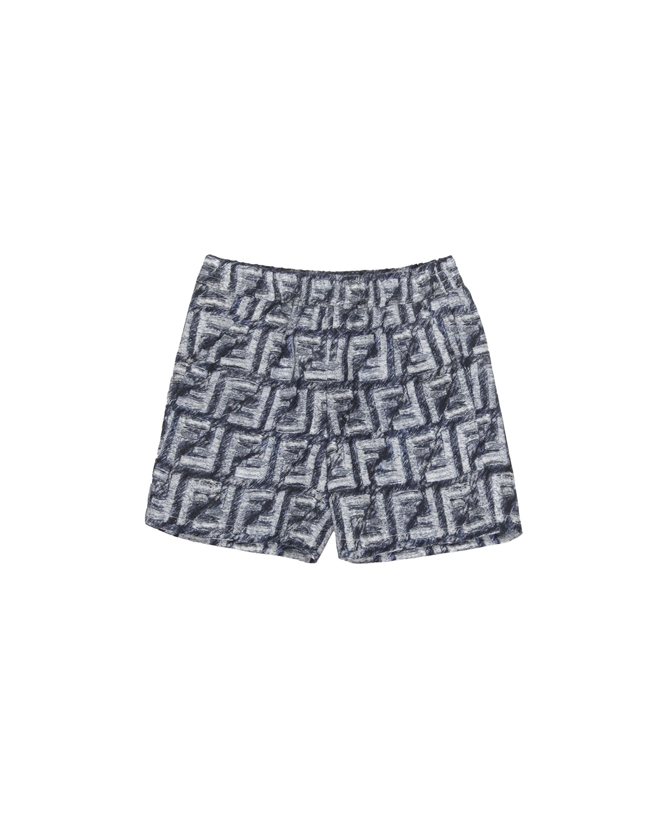 Fendi Shorts With Blue Monogram Motif - Blue