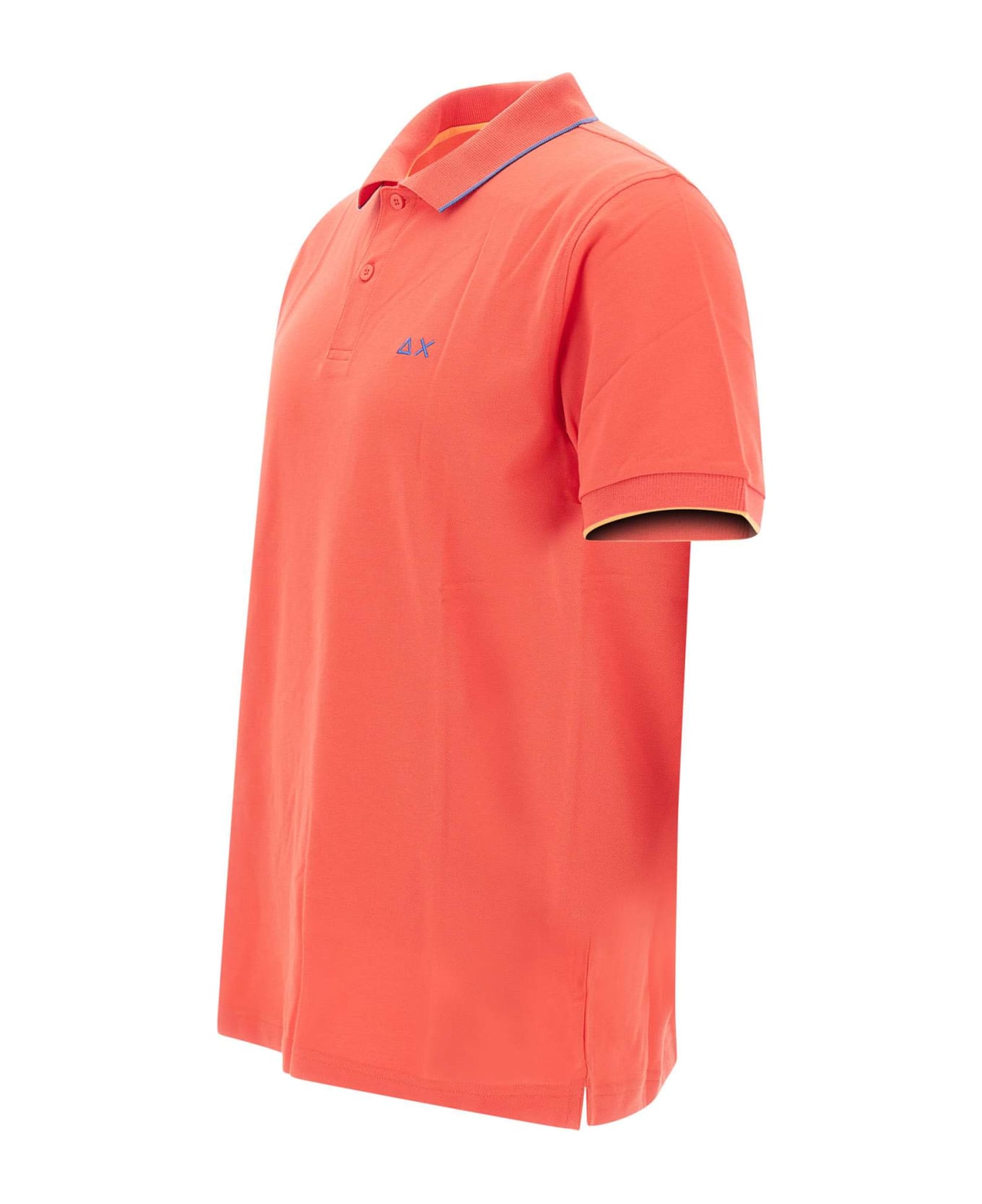 Sun 68 "small Stripe" Cotton Polo Shirt - RED
