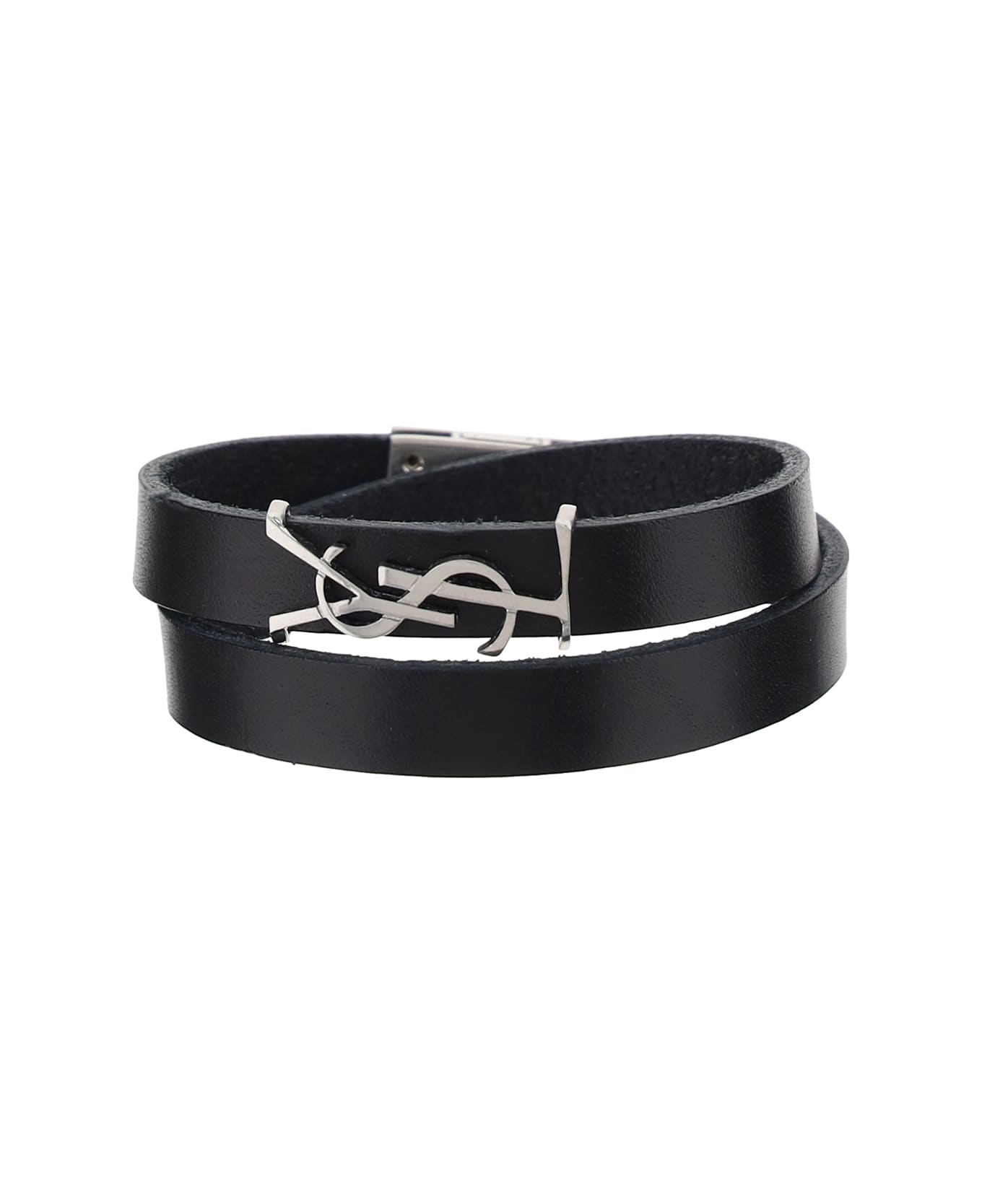 Saint Laurent Black Leather Opyum Bracelet - Nero ブレスレット