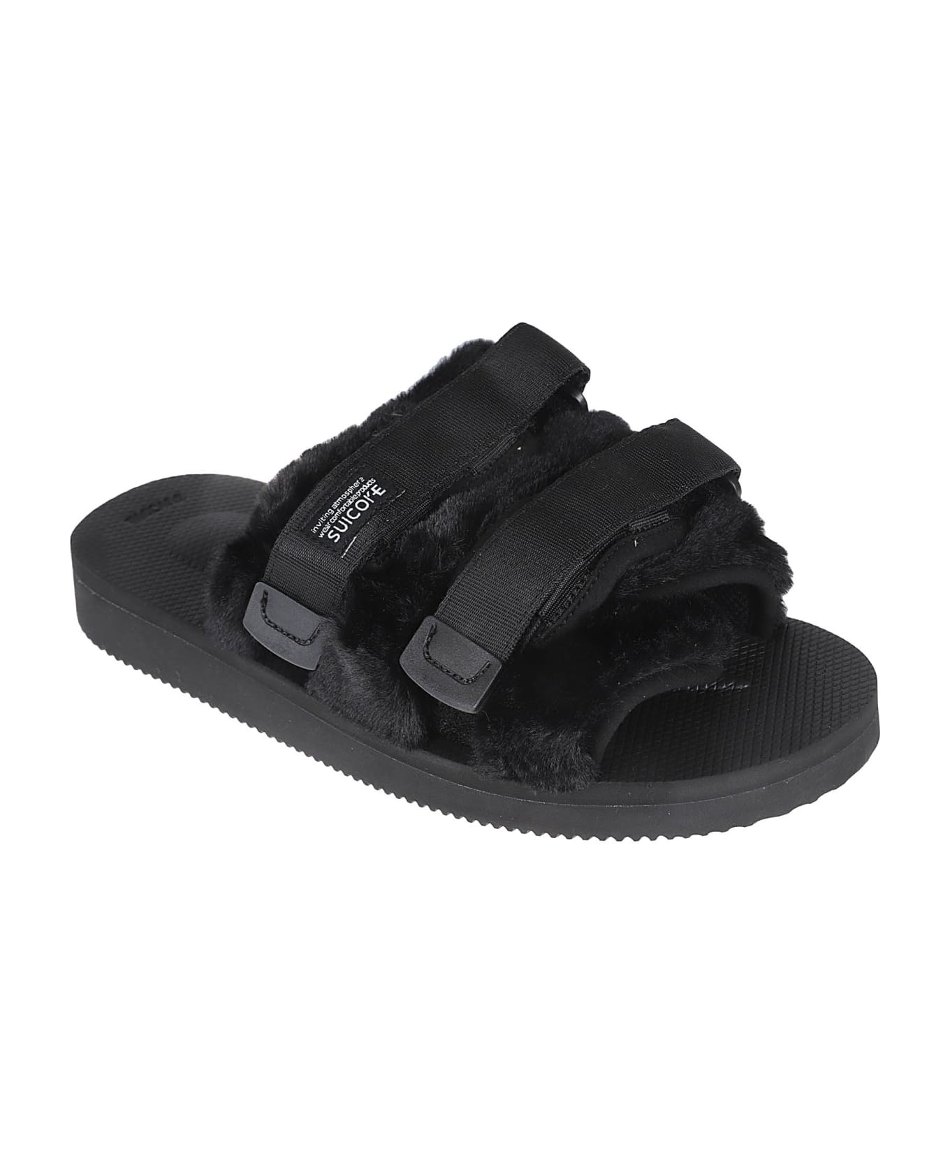 SUICOKE Double Velcro Detail Logo Sandals - Nero
