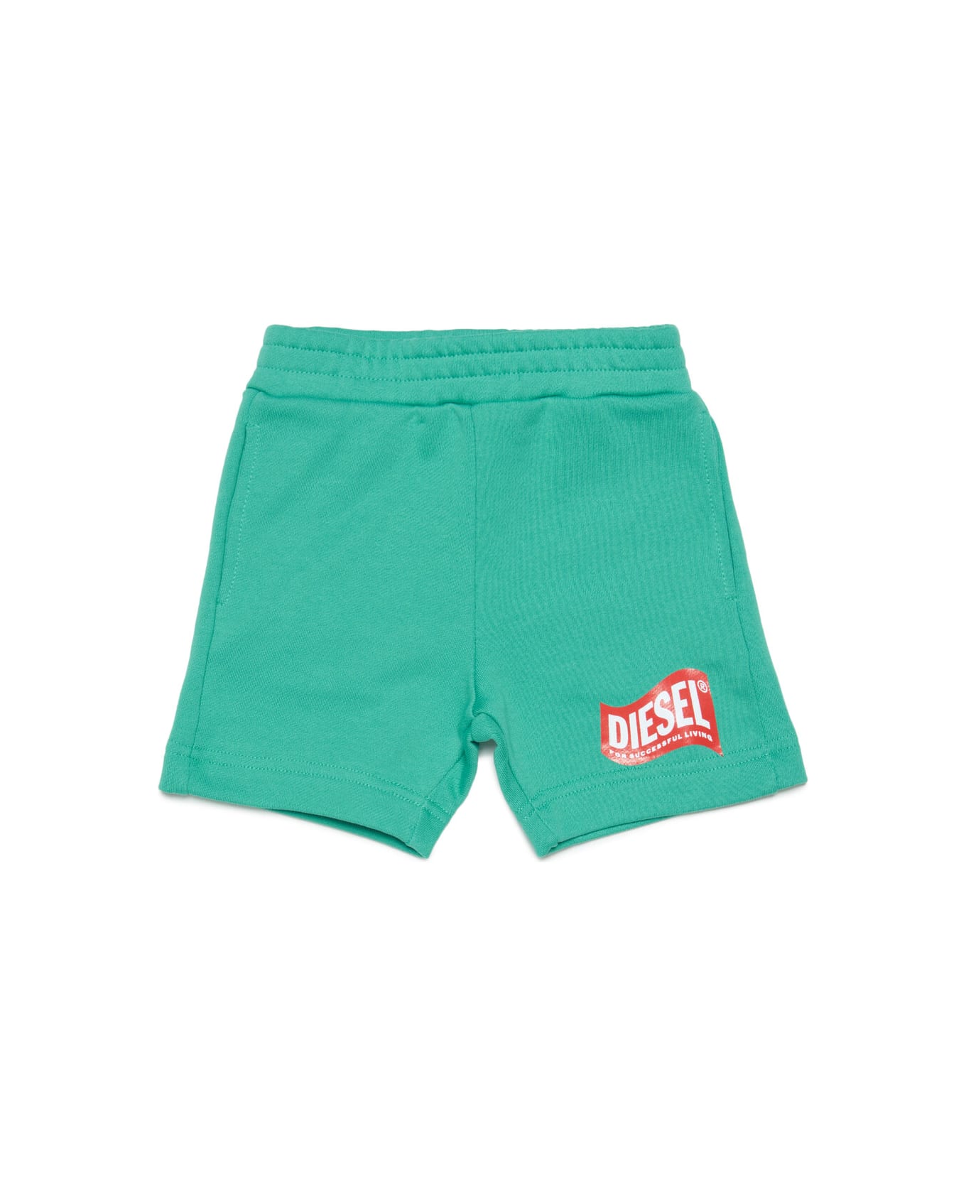 Diesel Pannyb Shorts Diesel Green Cotton Shorts With Logo In "wave" Version - Katydid