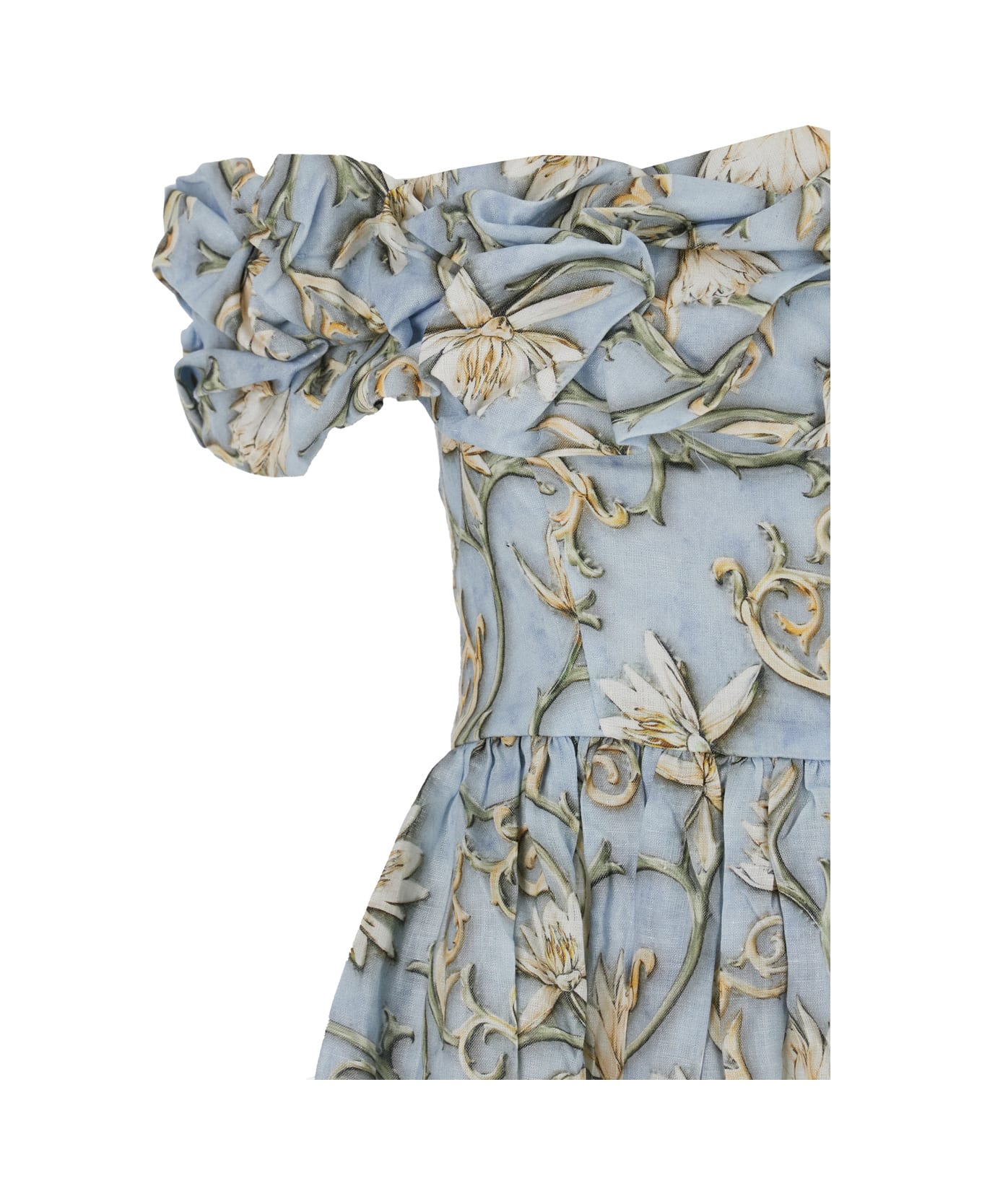 Agua by Agua Bendita 
espliego
 Blue Long Dress With All-over Printed Floral Motif In Linen Woman - Blu