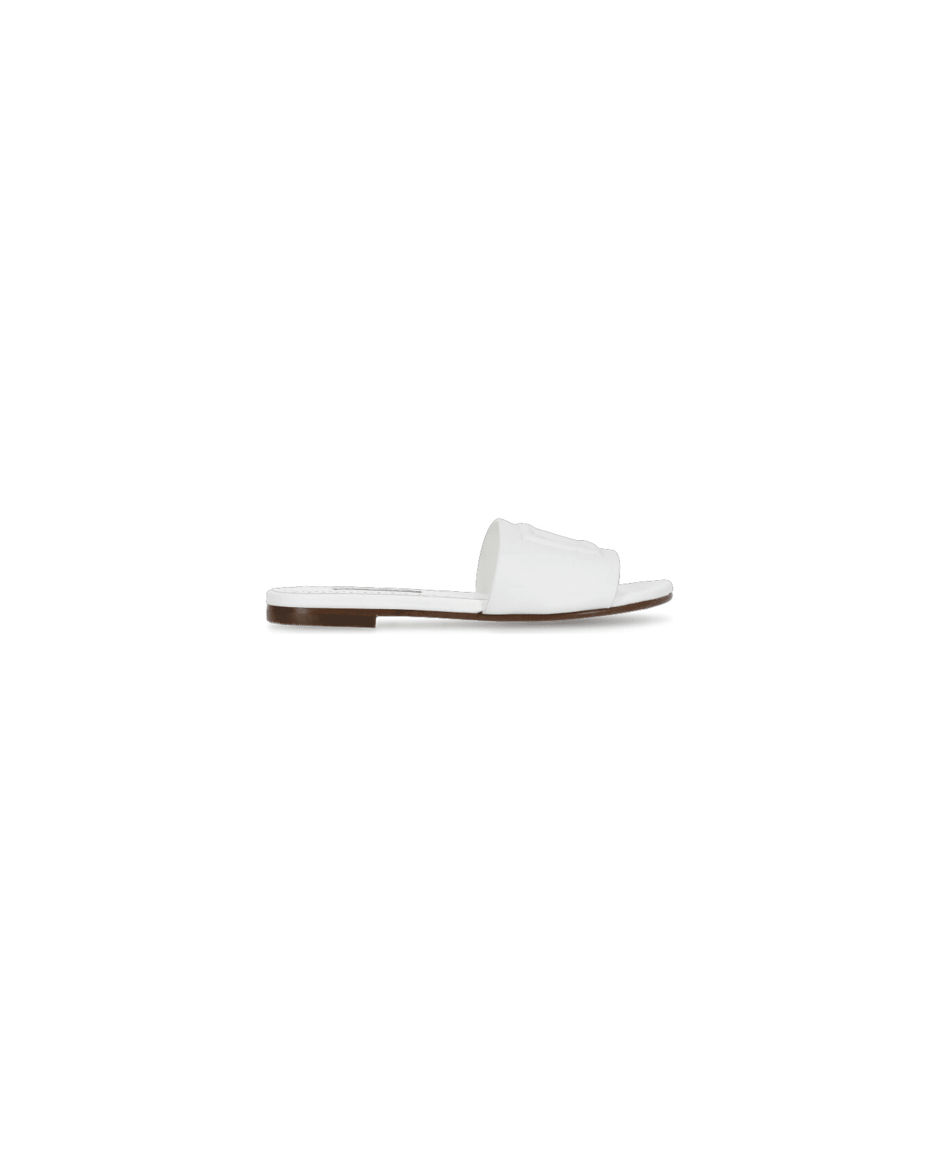 Dolce & Gabbana Leather Slippers - White