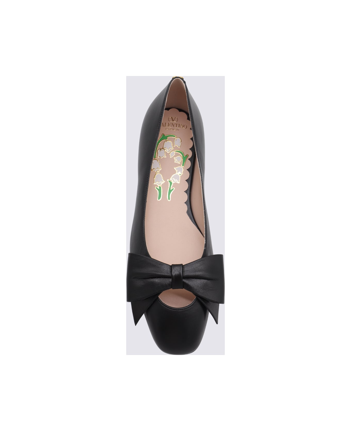 Valentino Garavani Black Leather Flats - Black