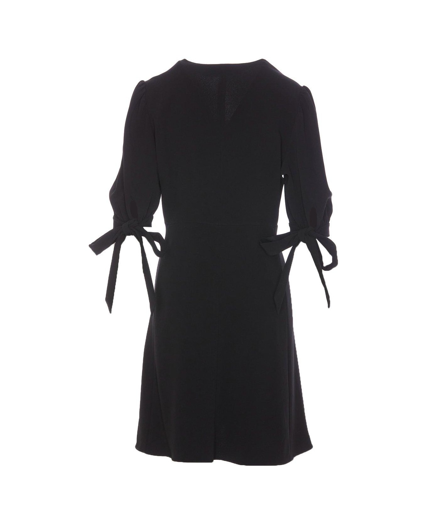 Chloé V-neck Puff Sleeved Mini Dress - Black