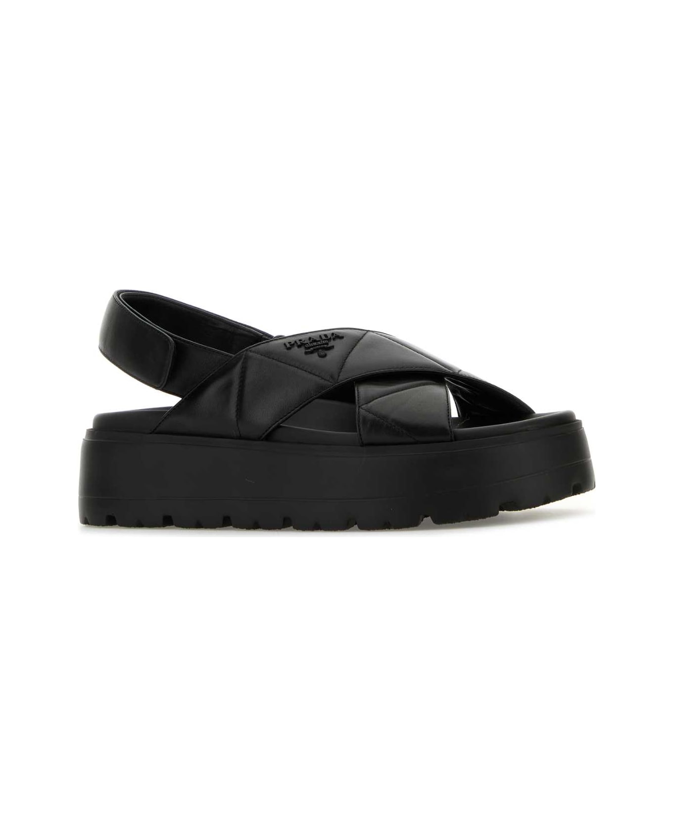 Prada Black Nappa Leather Sandals - NERO