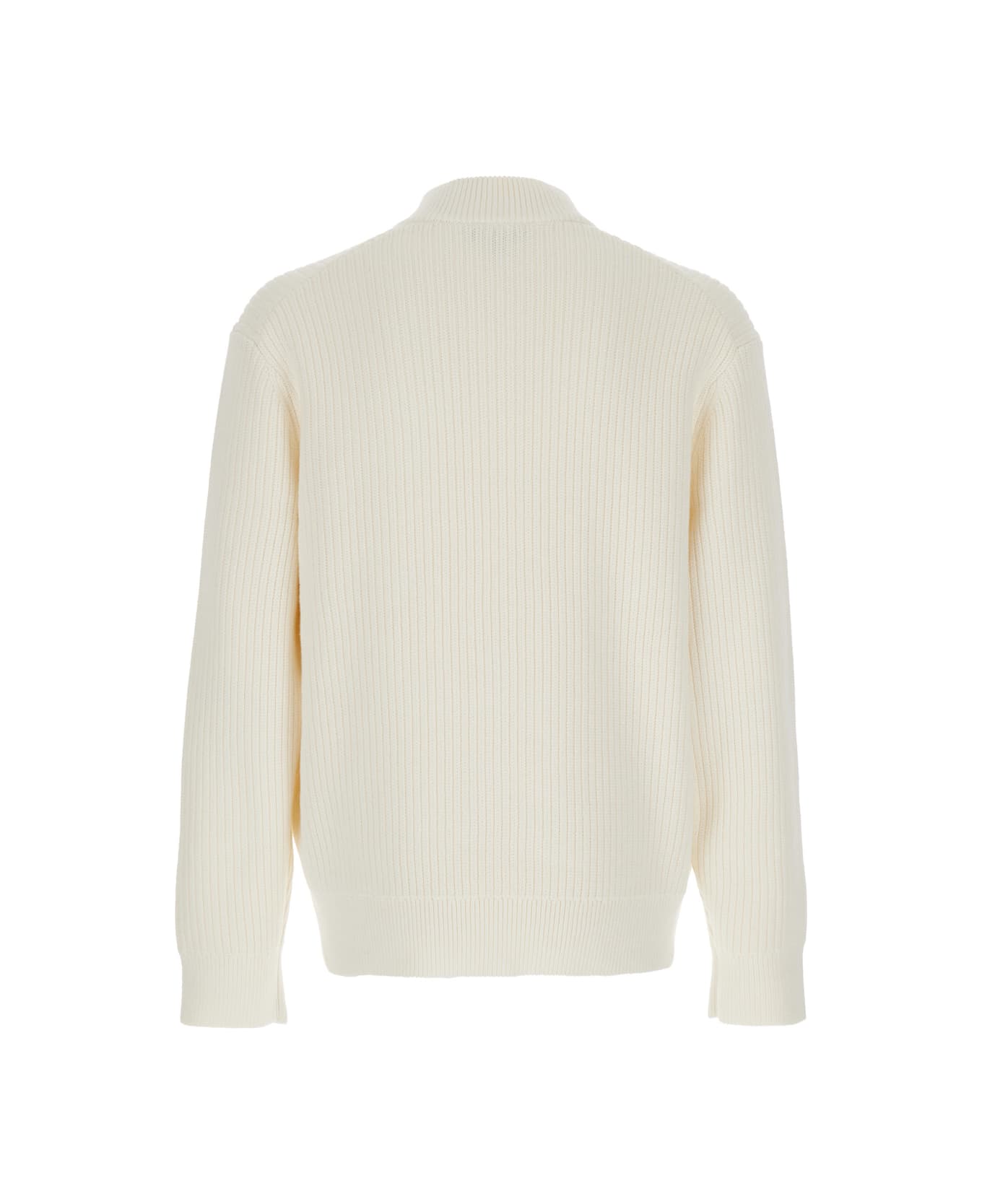 Theory White Jacket With Mandarin Collar And Two Front Zipped Pockets In Cotton And Cashmere Blend Man - White