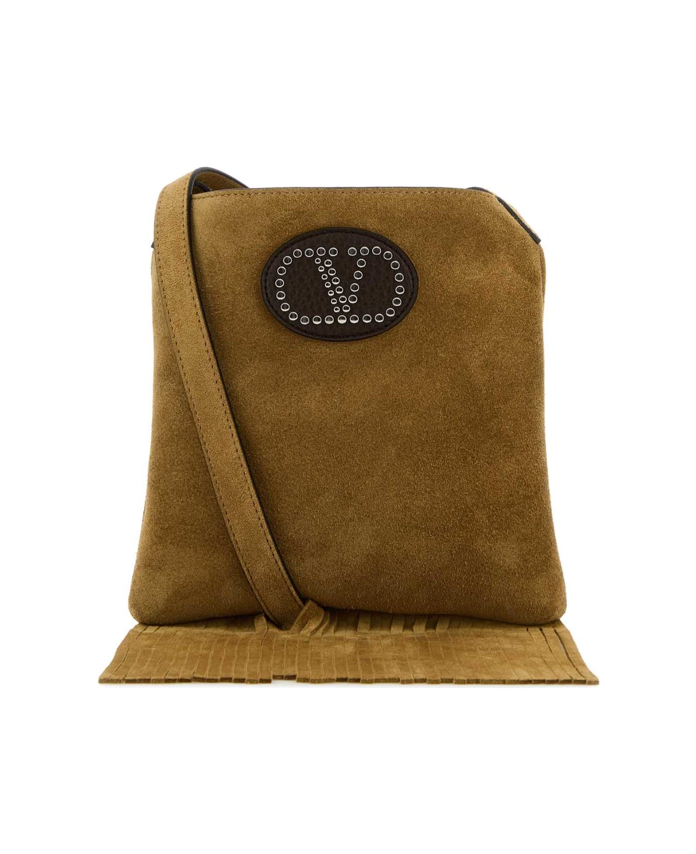 Valentino Garavani Camel Suede Nellcã´te Crossbody Bag - HAVANABEIGEFONDANT