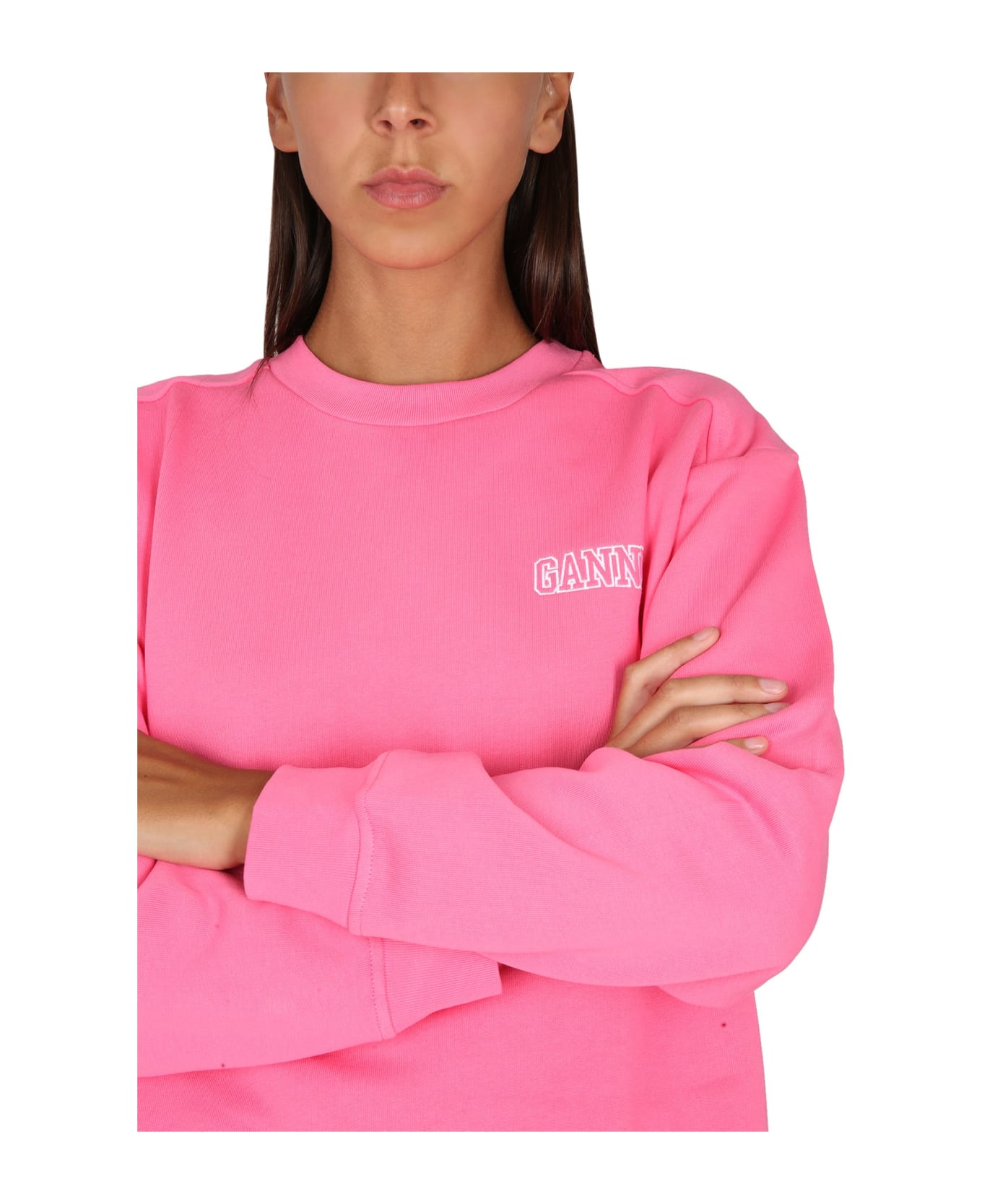 Ganni Crewneck Sweatshirt - PINK