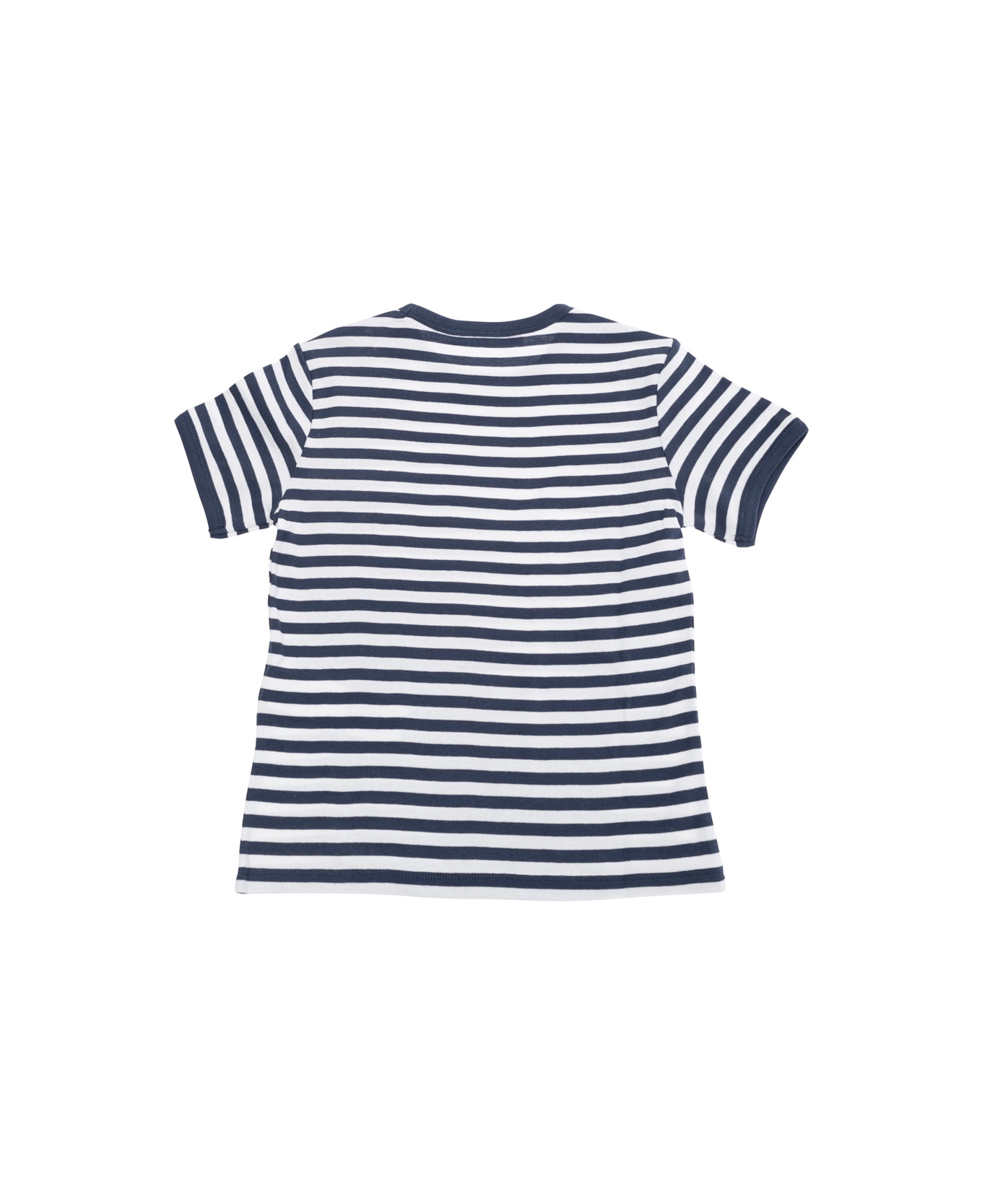 Max&Co. Blue T-shirt With Logo Lettering On The Front And All-over Striped Motif In Cotton Girl - Blu