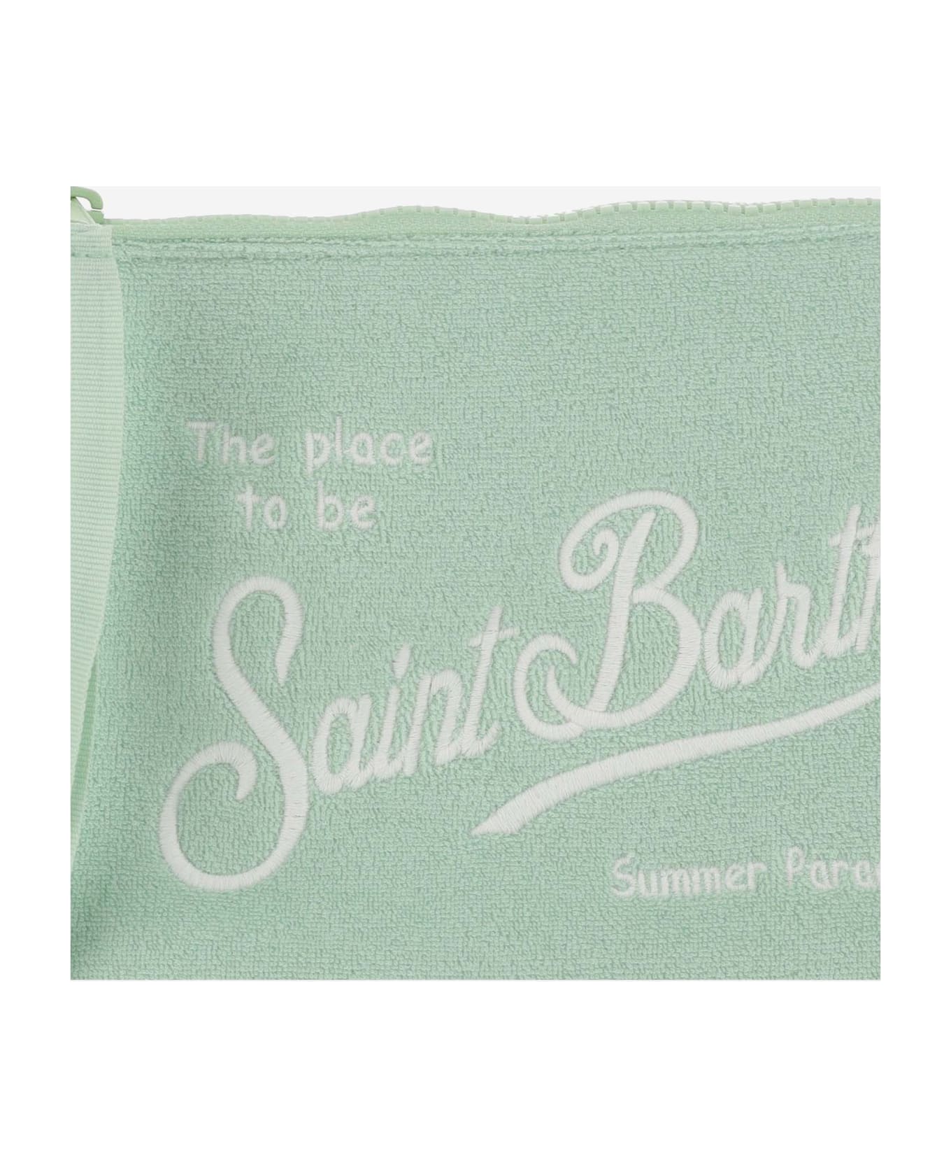MC2 Saint Barth Fabric Clutch Bag With Logo - Green クラッチバッグ