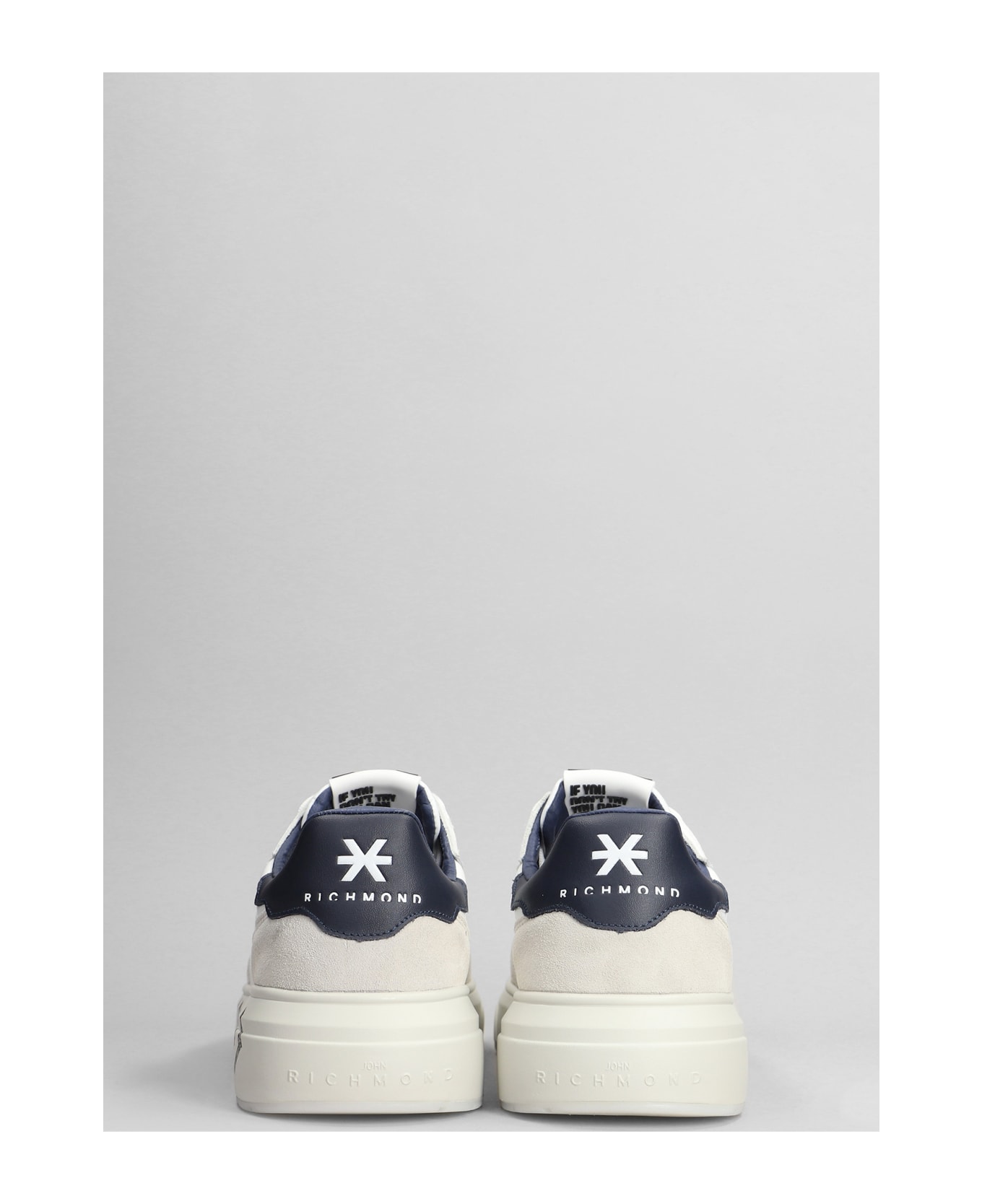 John Richmond Sneakers In White Suede And Leather - white