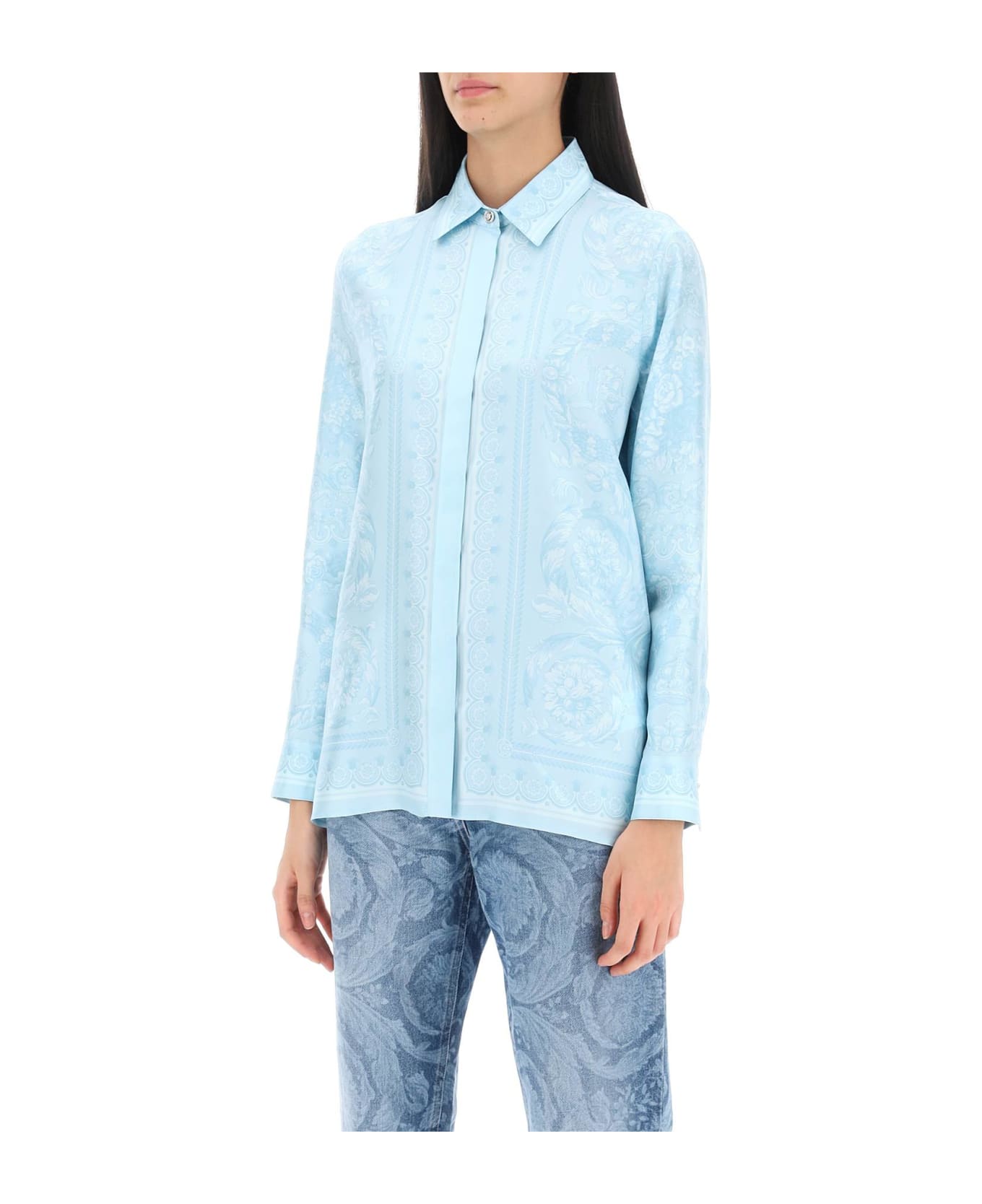 Versace Twill Silk Shirt - Pale Blue