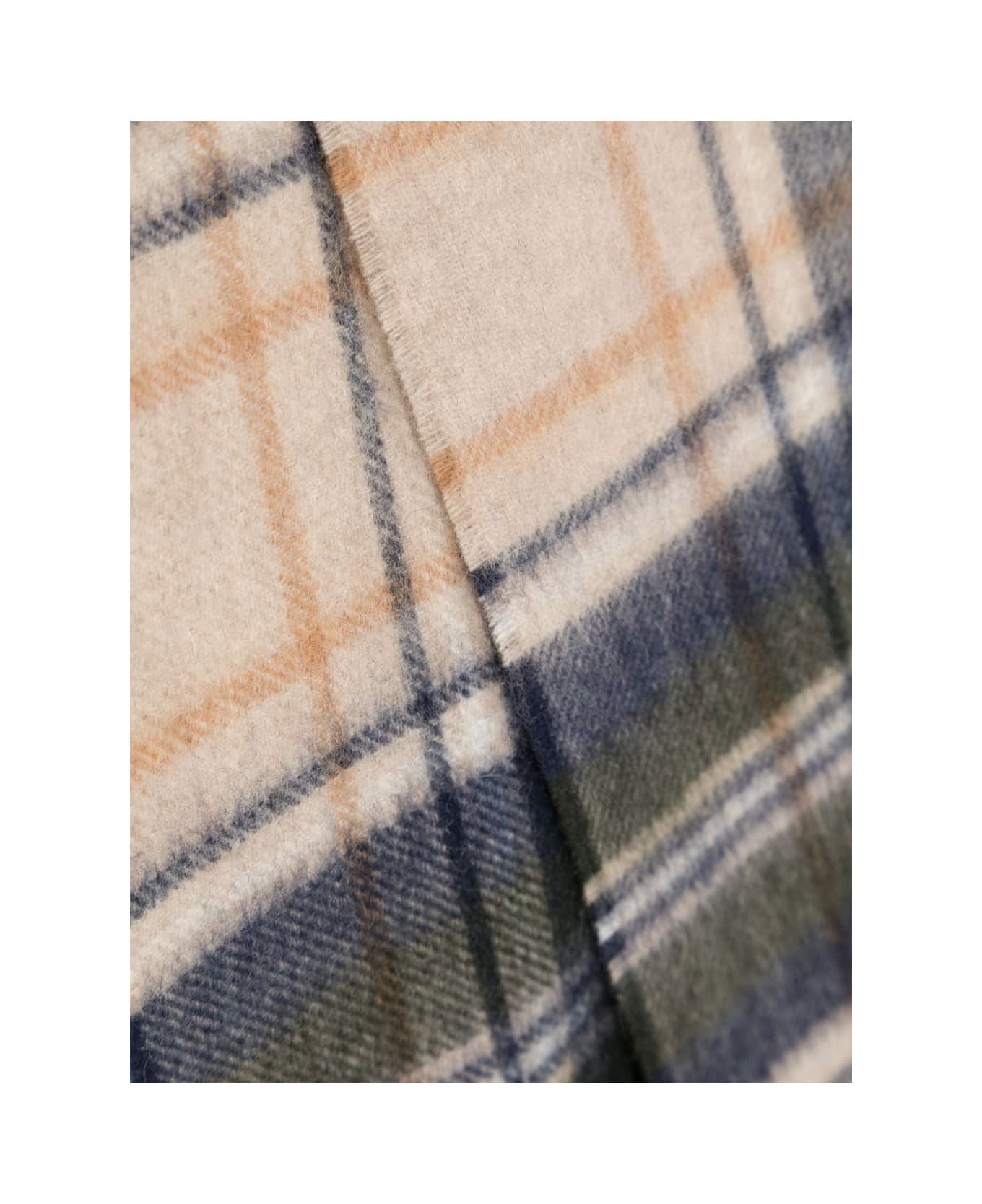 Barbour Tartan Wool And Cashmere Scarf - Sand Beige Plaid