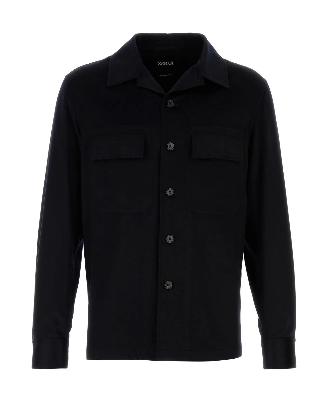 Zegna Midnight Blue Cashmere Shirt - BLUE