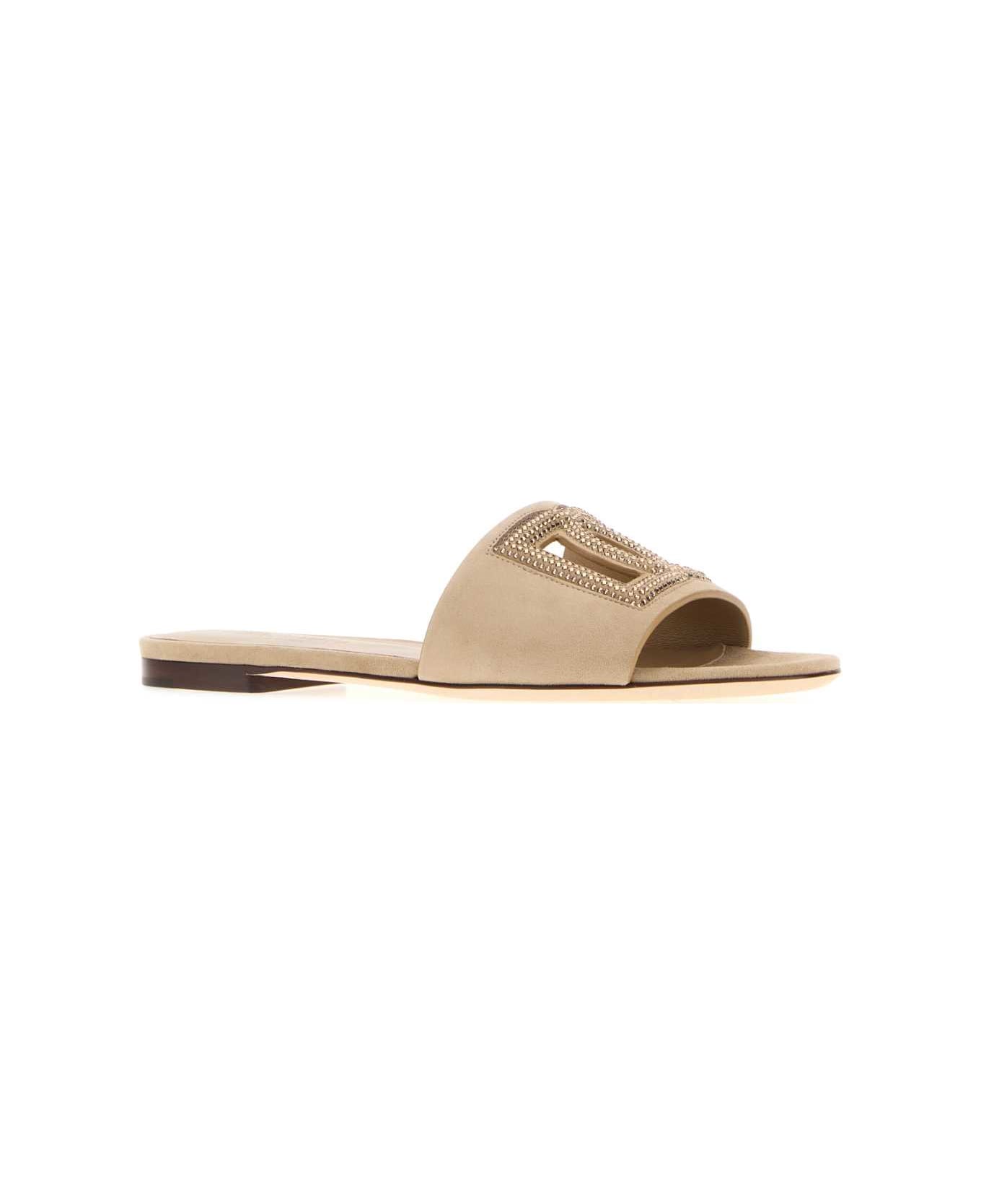 Dolce 
Gabbana Beige Suede Slippers - SABBIACHIARO