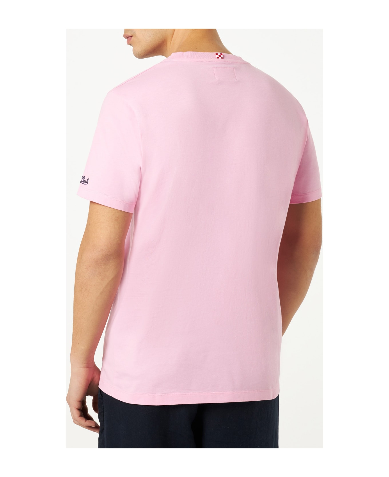 MC2 Saint Barth Man Cotton T-shirt With Gin And Flower Print - PINK
