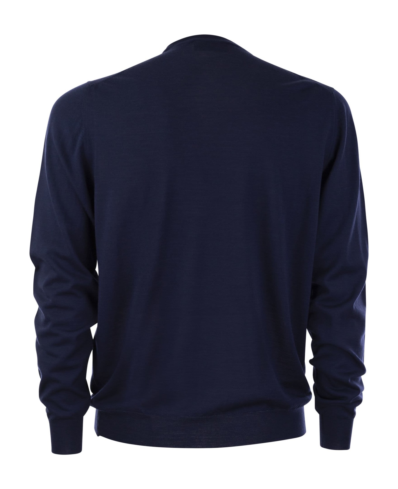 Fedeli Crew-neck Sweater In Superfine Virgin Wool - Blue フリース