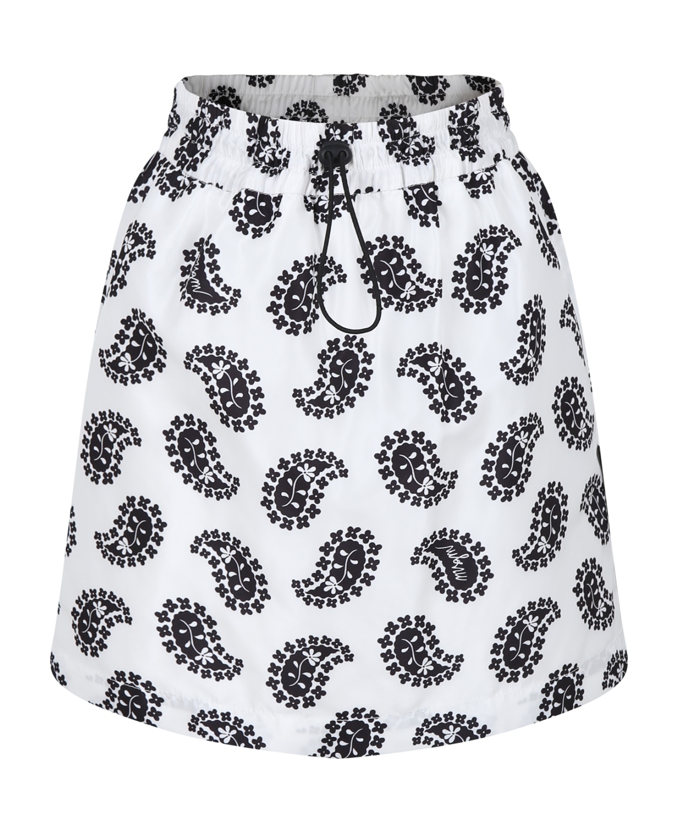 MSGM White Skirt For Girl With Flowers Print - White ボトムス