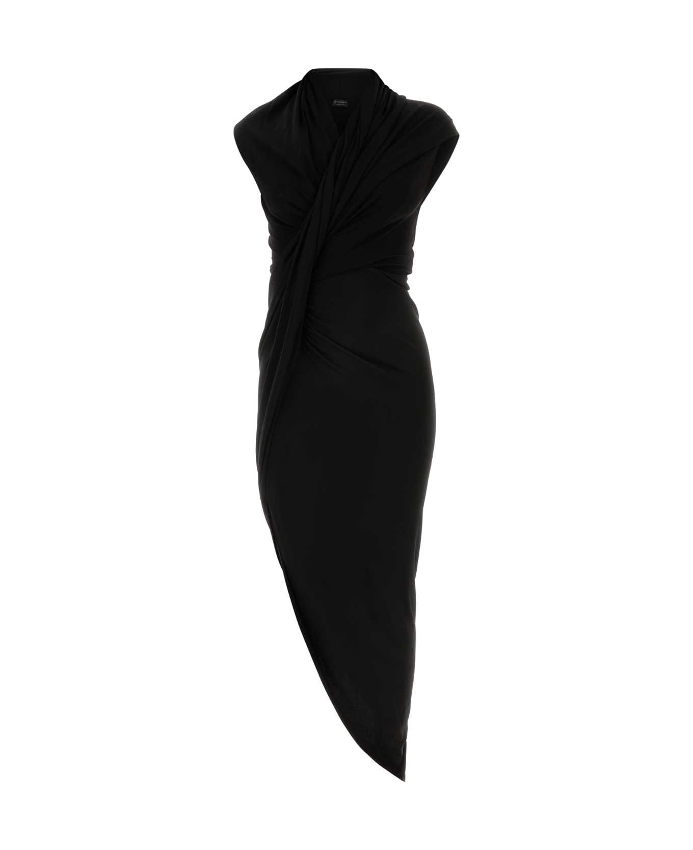 Balenciaga Black Stretch Crepe Dress - Black